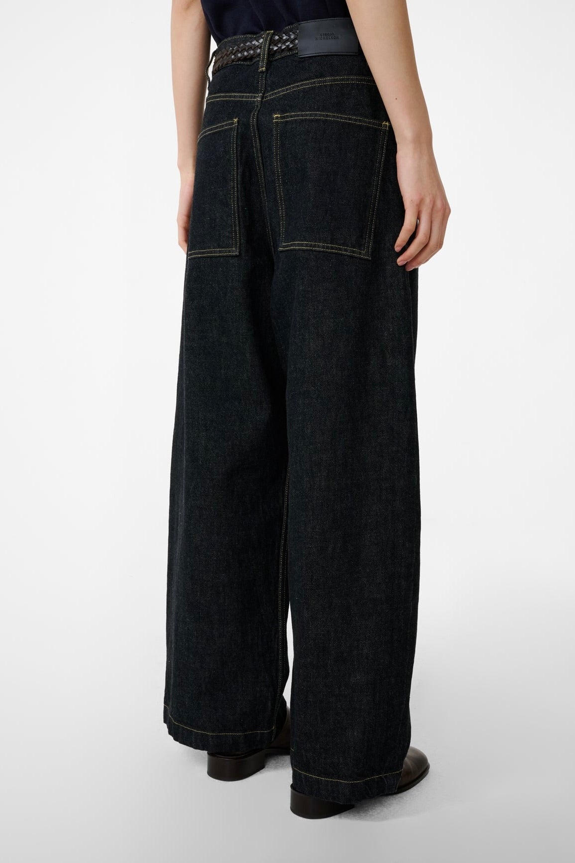 Studio Nicholson Nieve Curved Leg Denim Pant / Black