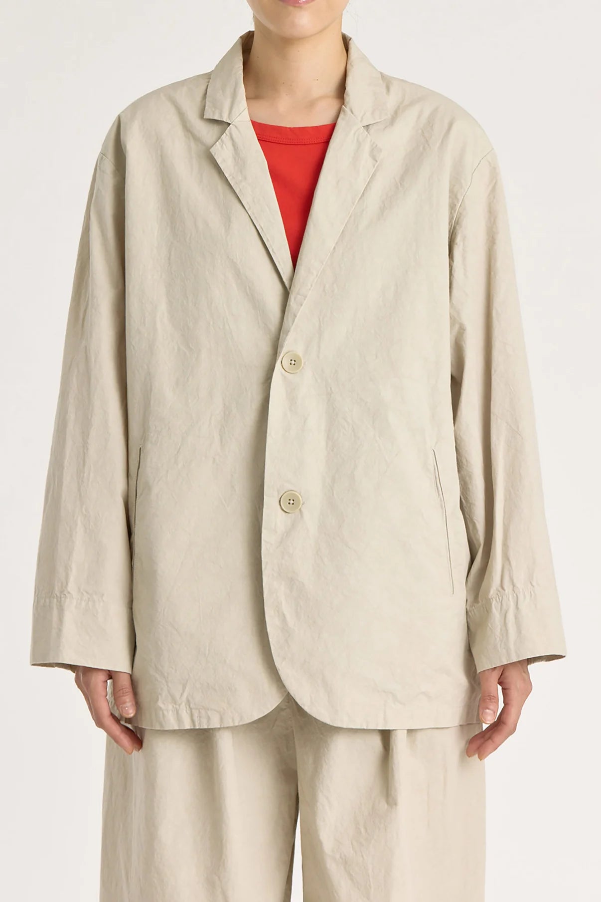 Black Crane Crinkled Blazer / Stone