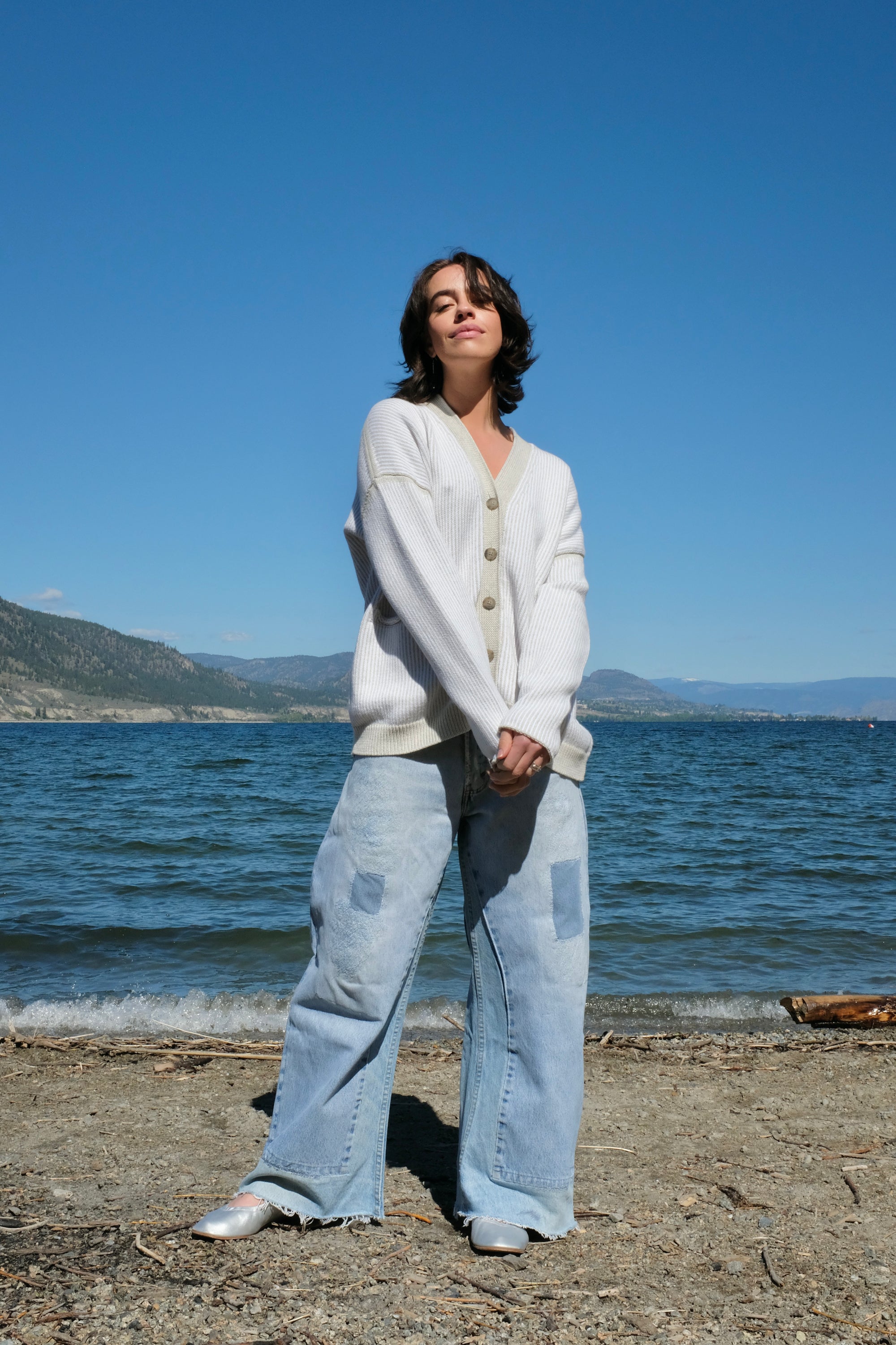 Lauren Manoogian Linea Cardigan / Marble+White