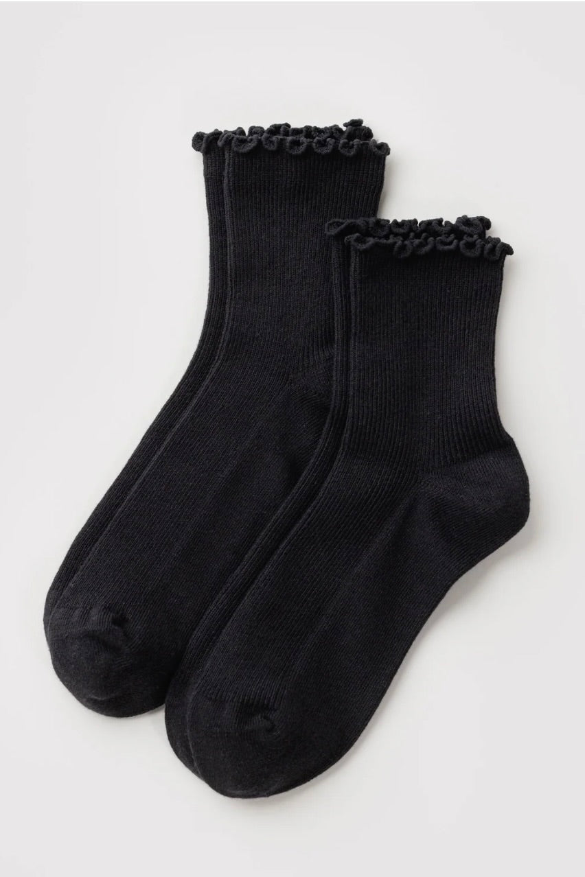 Baggu Lettuce Edge Sock / Black