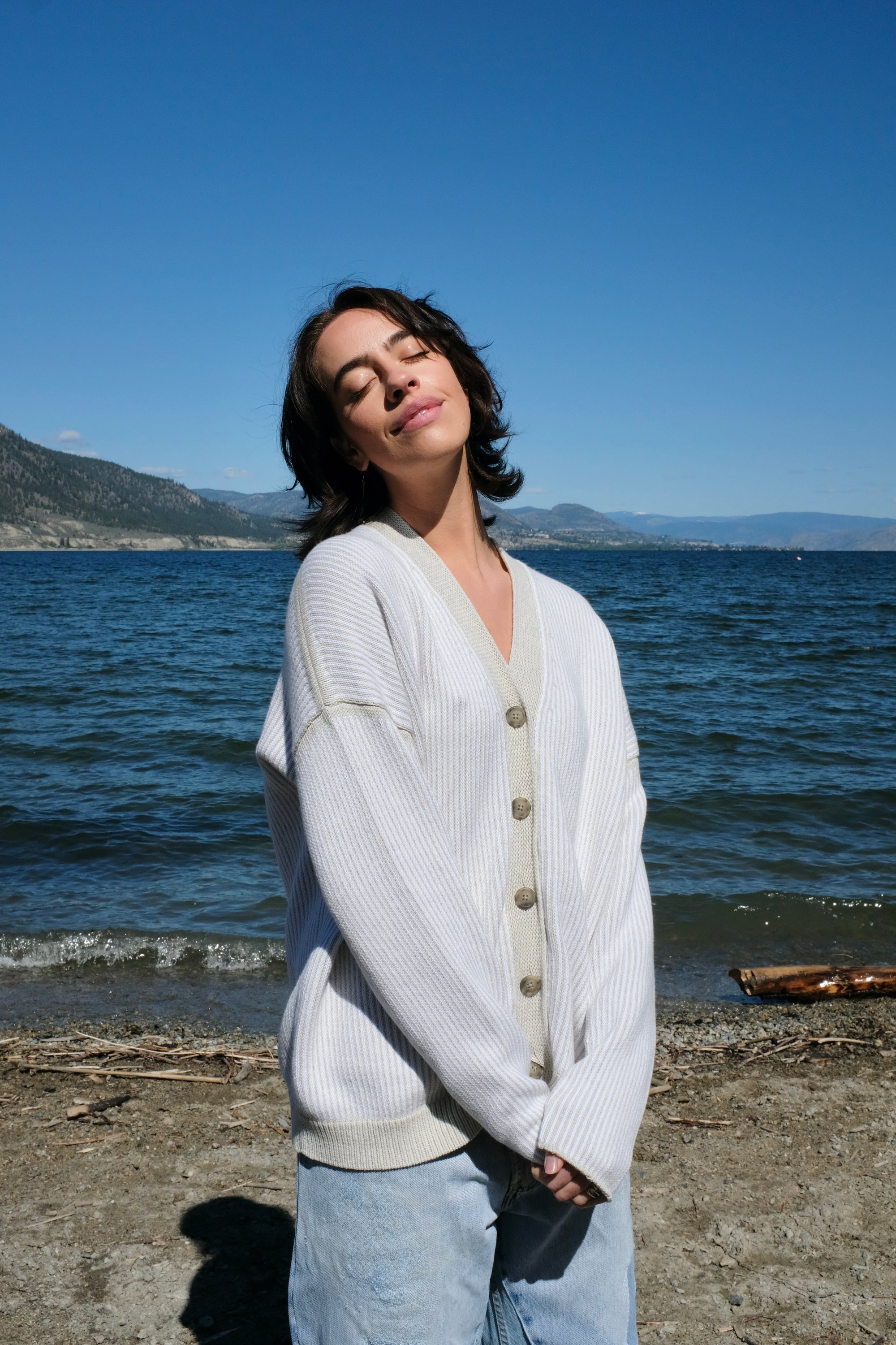 Lauren Manoogian Linea Cardigan / Marble+White