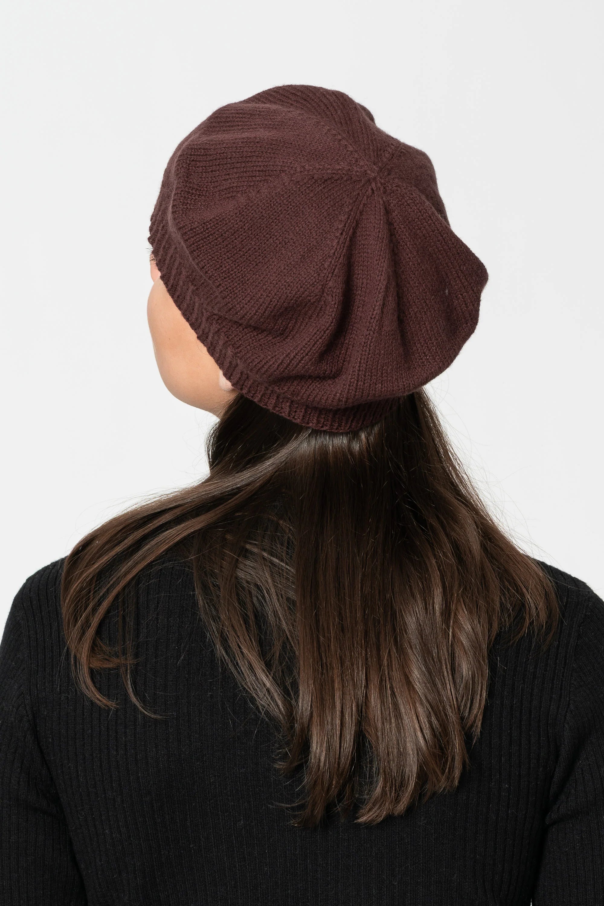 Dinadi Merino Handknit Beret / Merlot Red