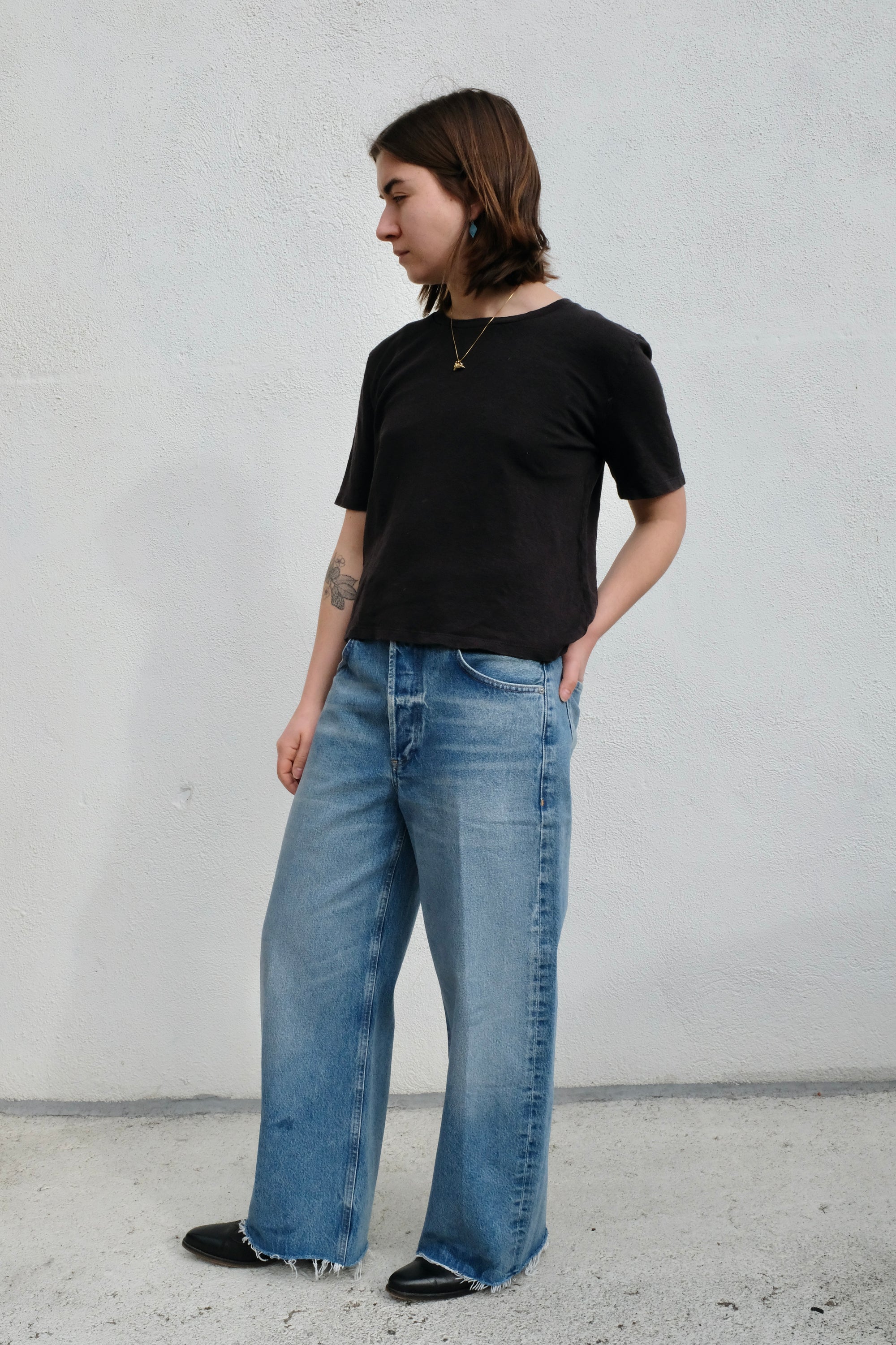 Jungmaven Dakota 100% Hemp Cropped Tee / Black