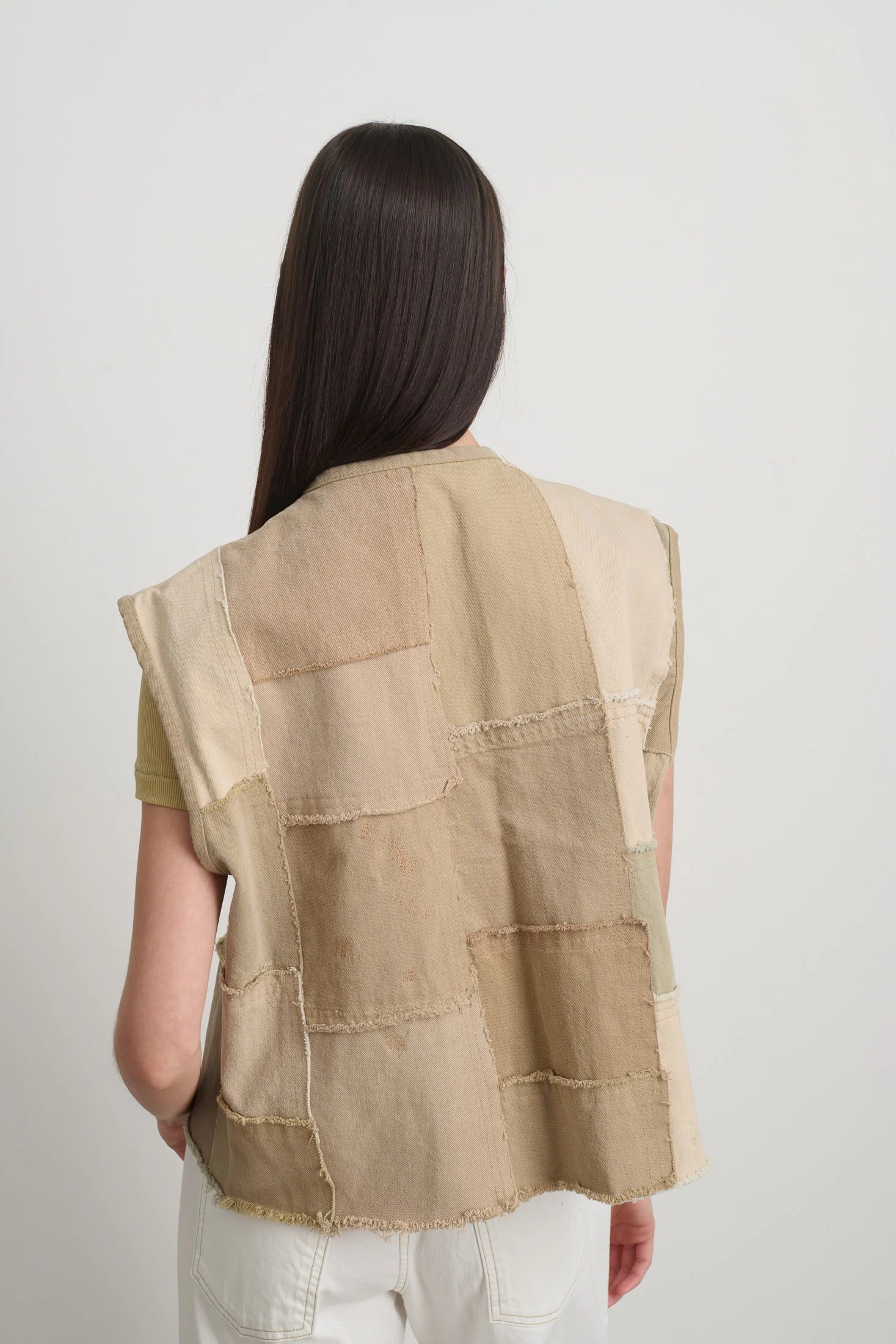 B Sides Reworked Madras Vest / Vintage Khaki