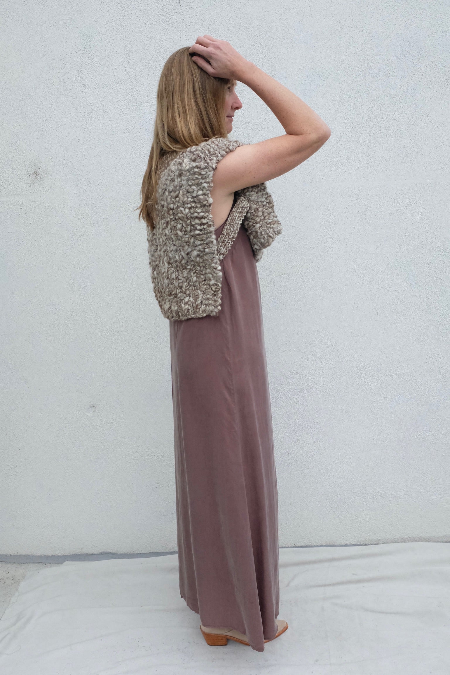 Ound Higo Hand Knitted Wool Vest / Stone