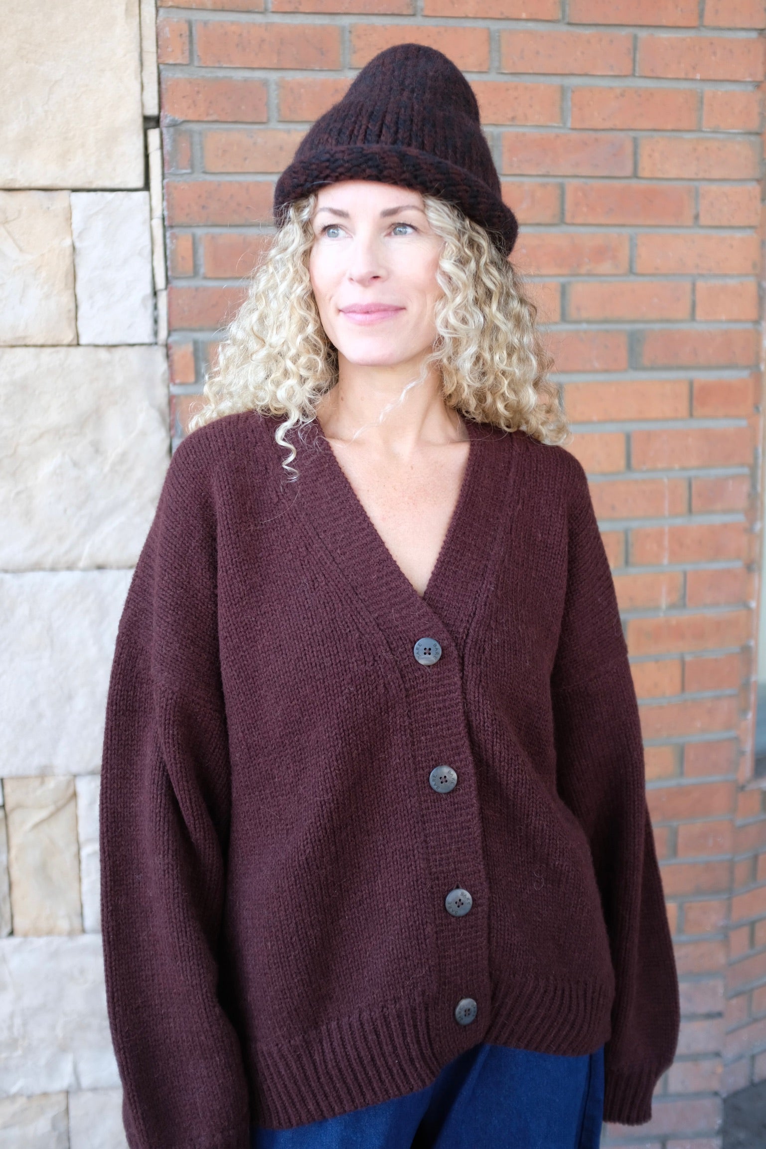 Oversized Alpaca Cardigan / Deep Maroon