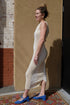 Azur Striped tank Long Dress / Off White + White