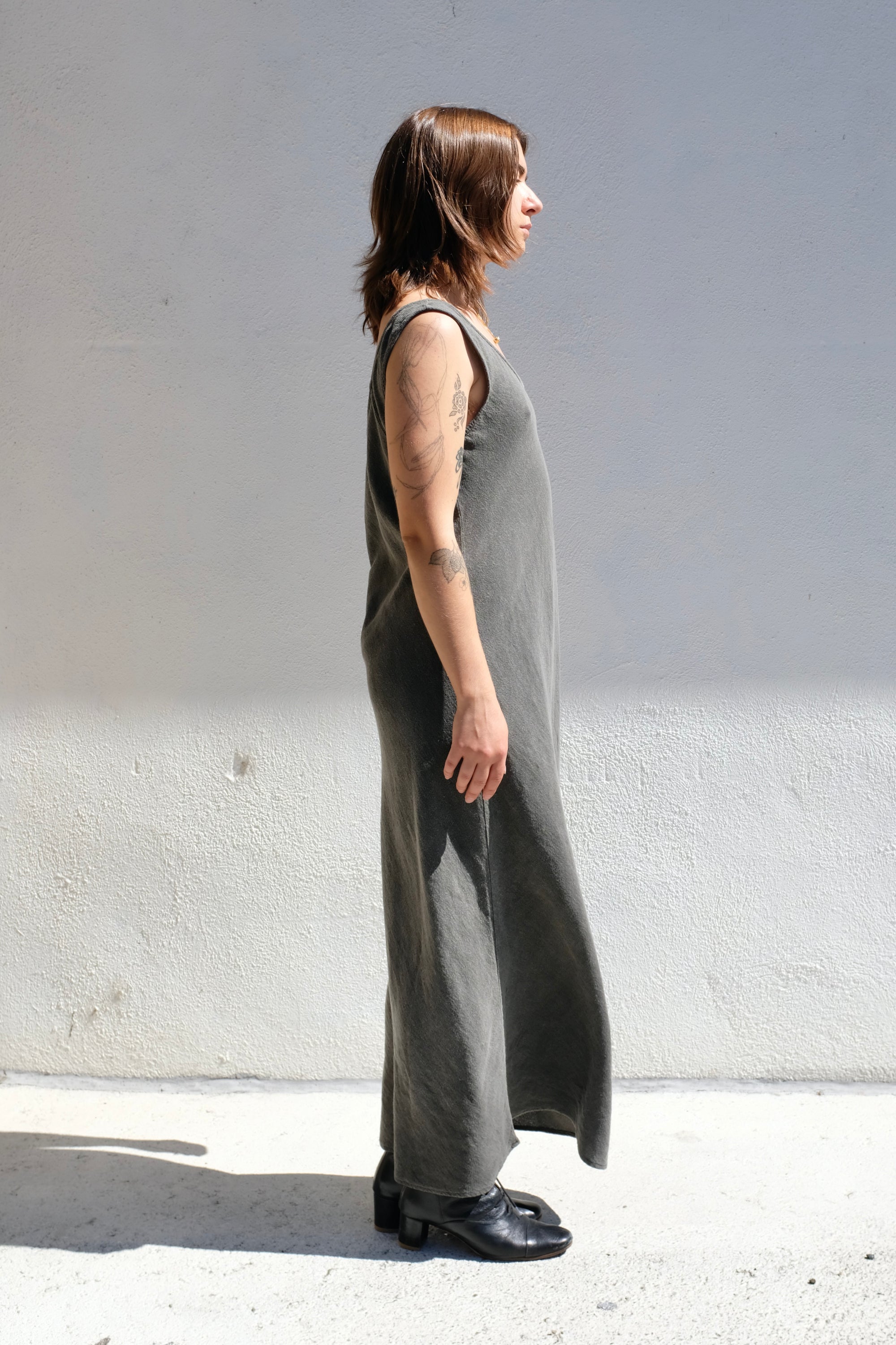 Black Crane Maxi Dress / Slate
