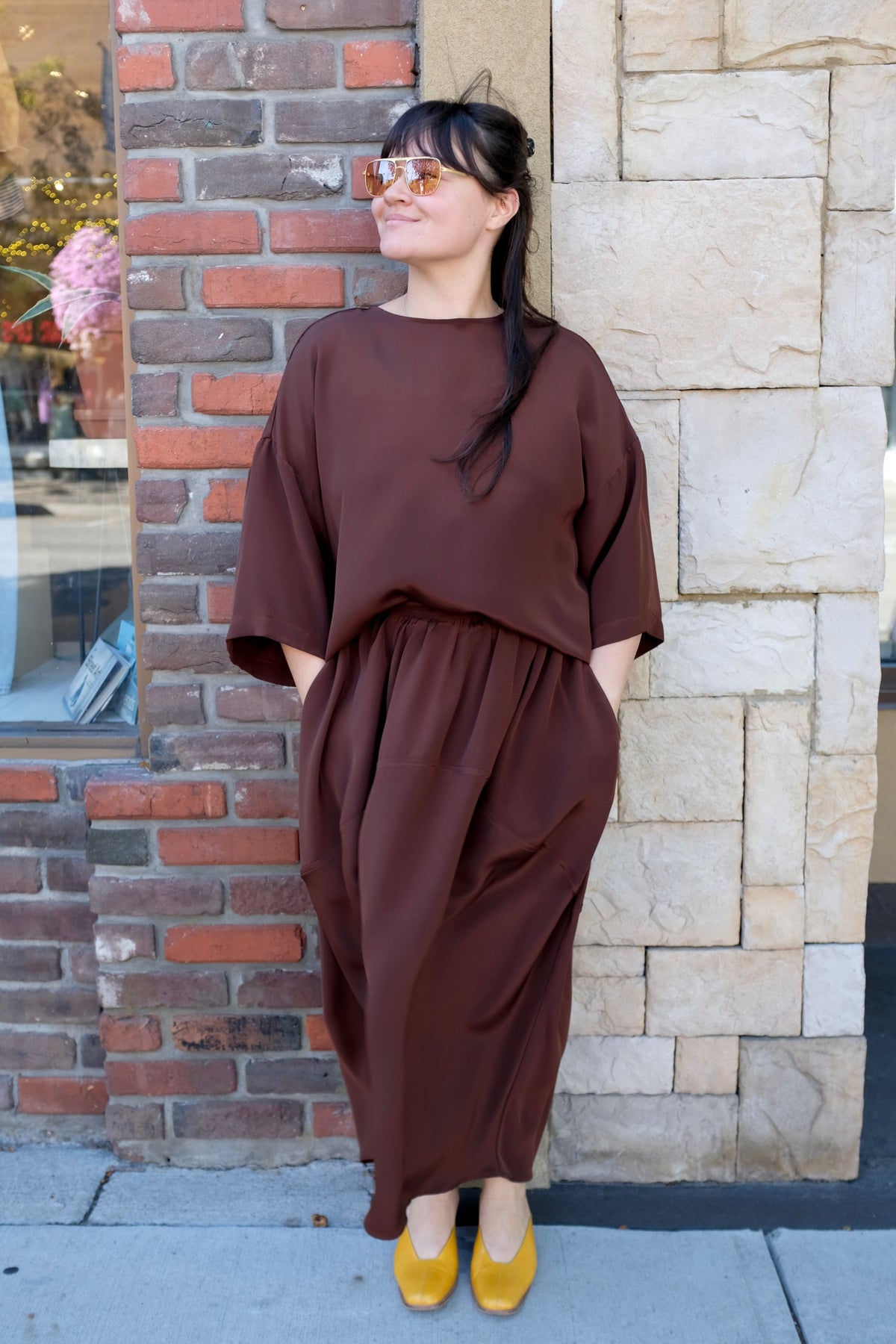 Modern Weaving Oversize Boxy Tee / Cognac