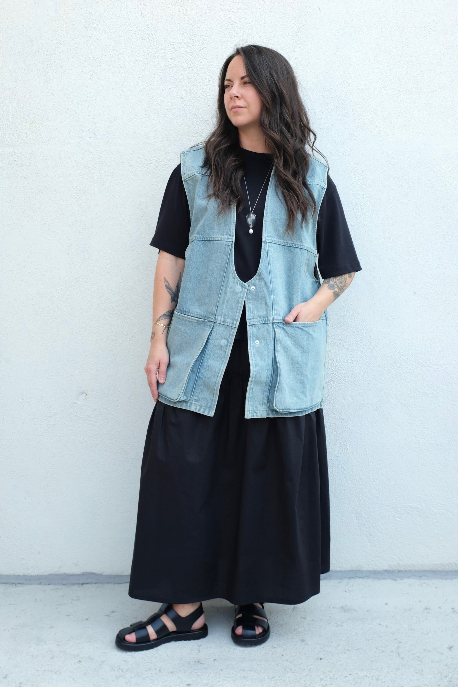 Anta Vest / Khaki Indigo Denim