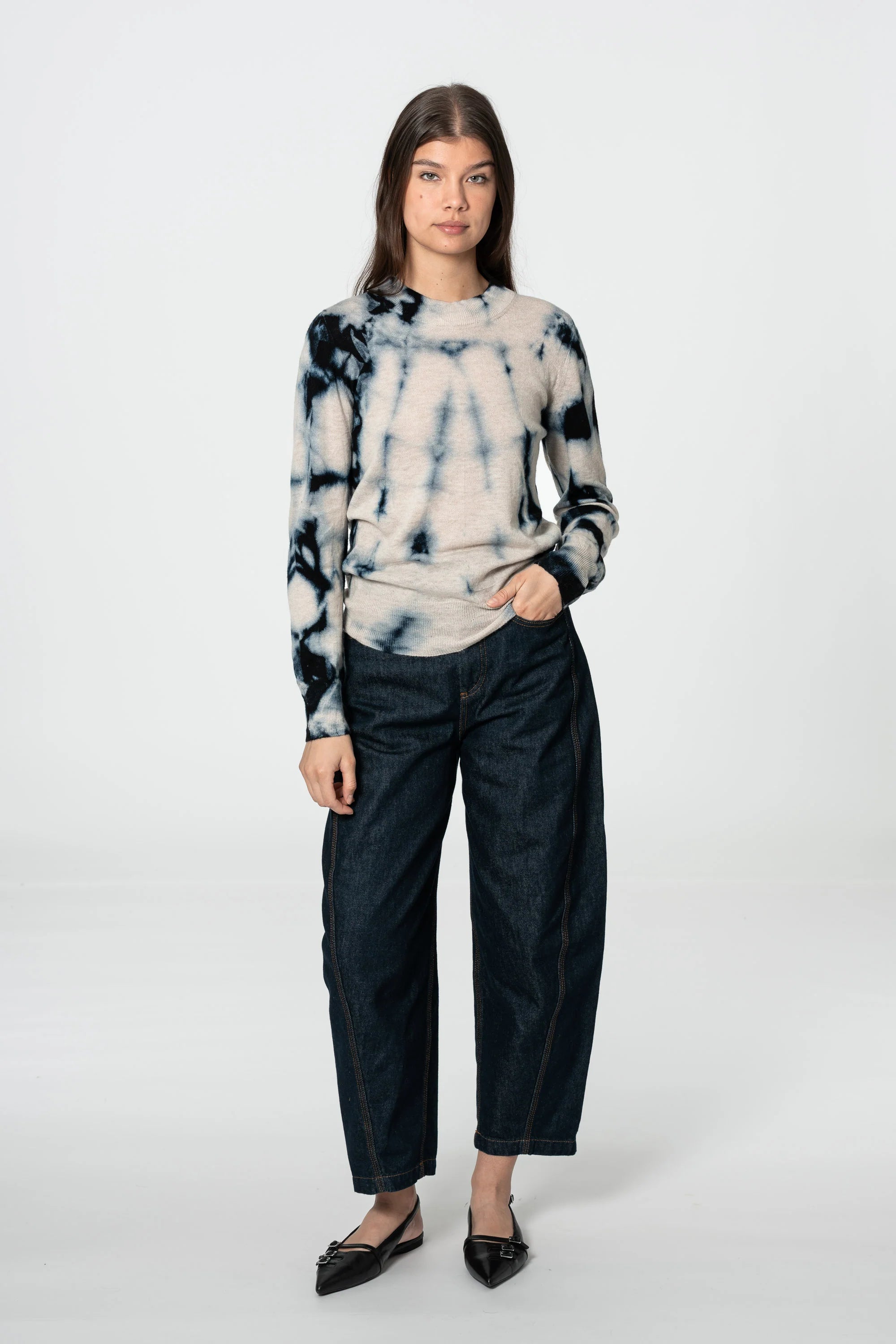 Dinadi Merino Shibori Sweater / Space Blue
