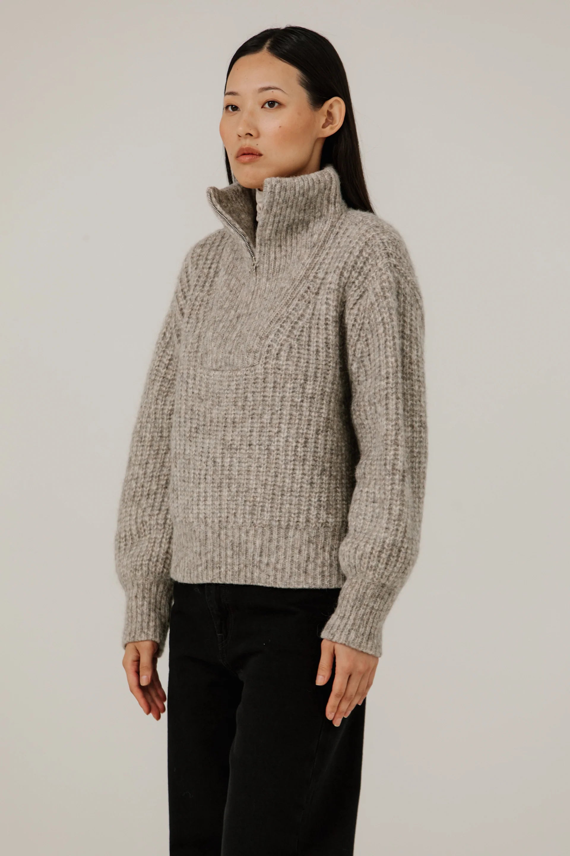 Bare Knitwear Alpine Quarter Zip / Marble Grey