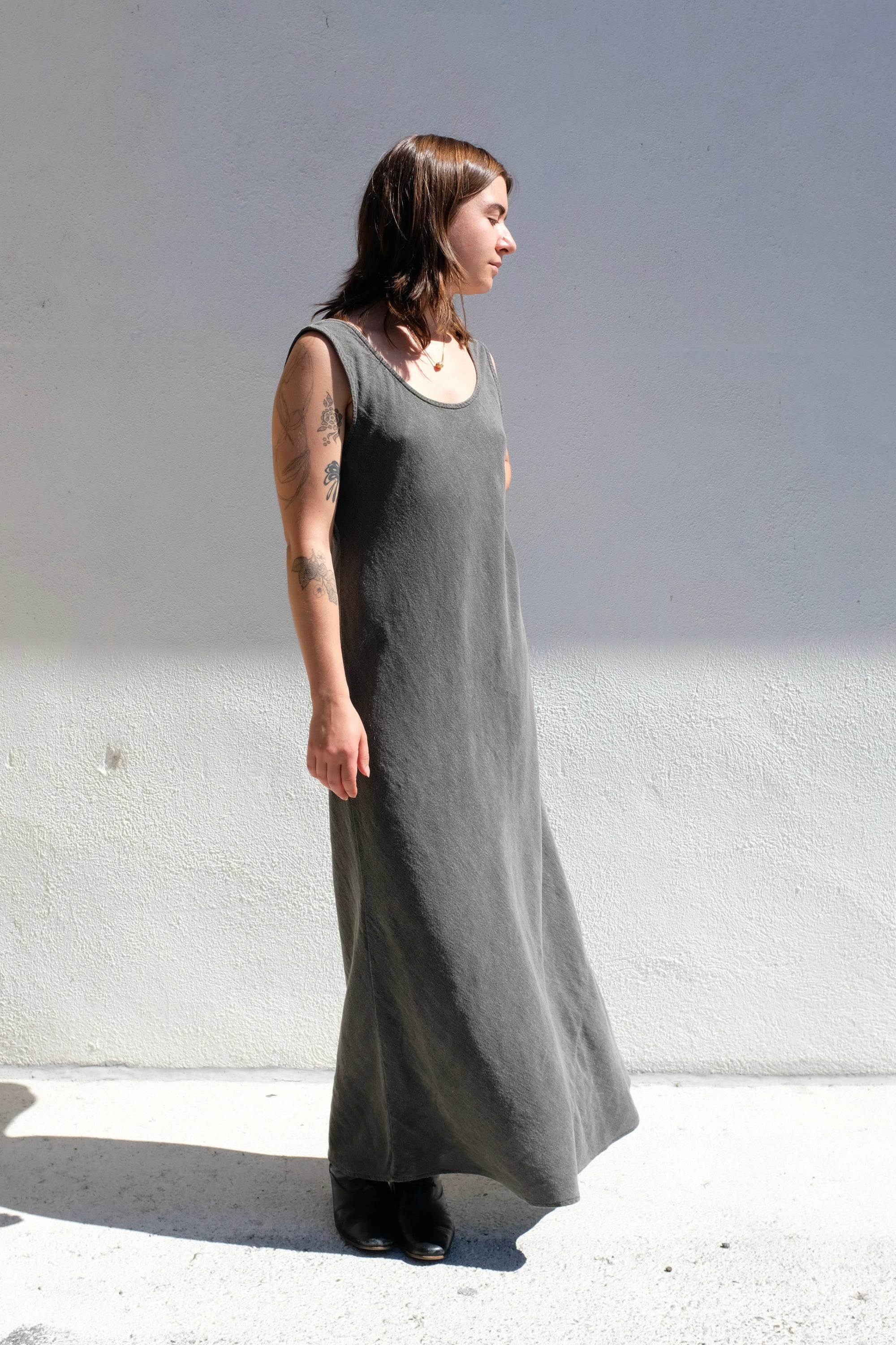 Black Crane Maxi Dress / Slate