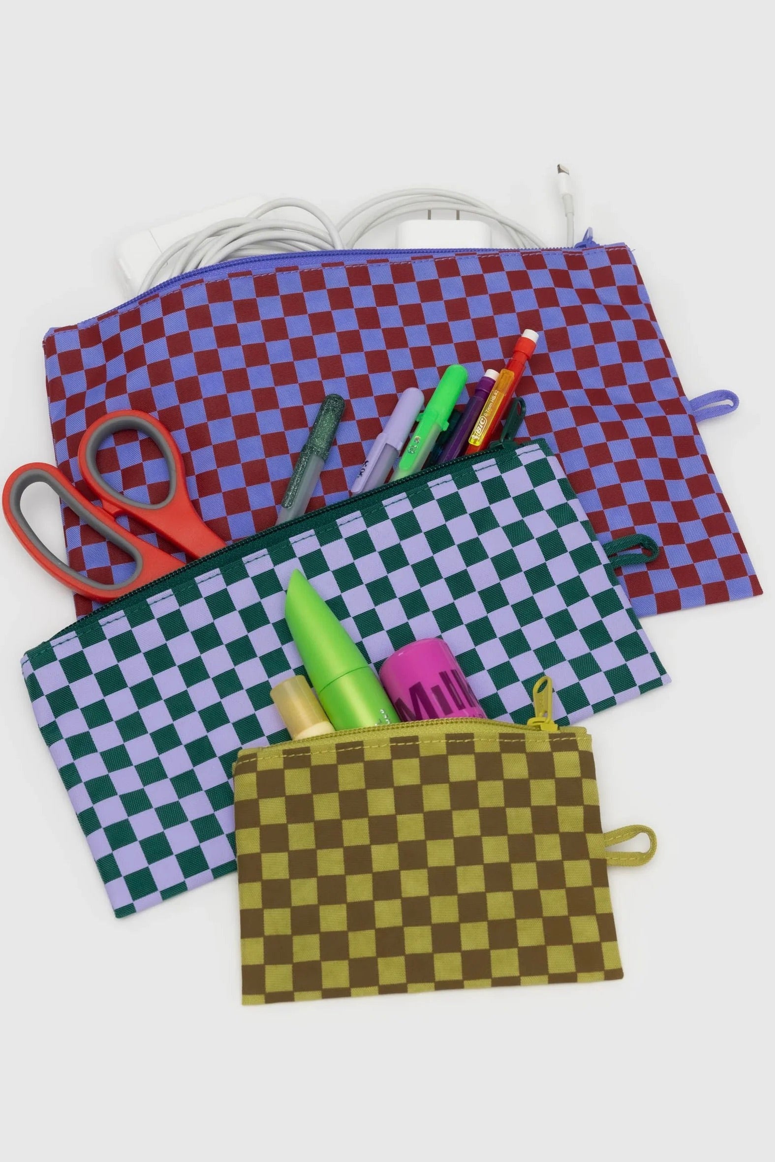 Baggu Flat Pouch Set / Jewel Checks