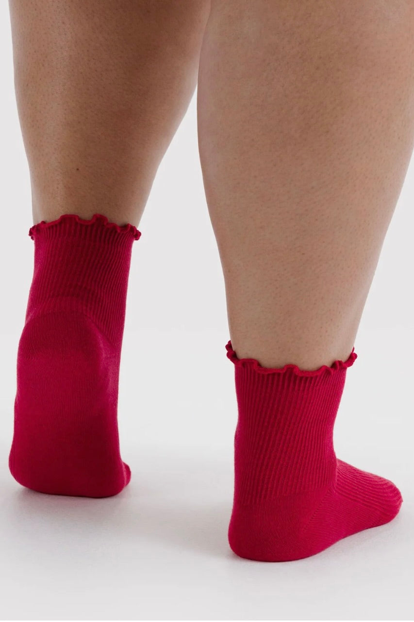 Baggu Lettuce Edge Sock / Wild Plum + Cherry