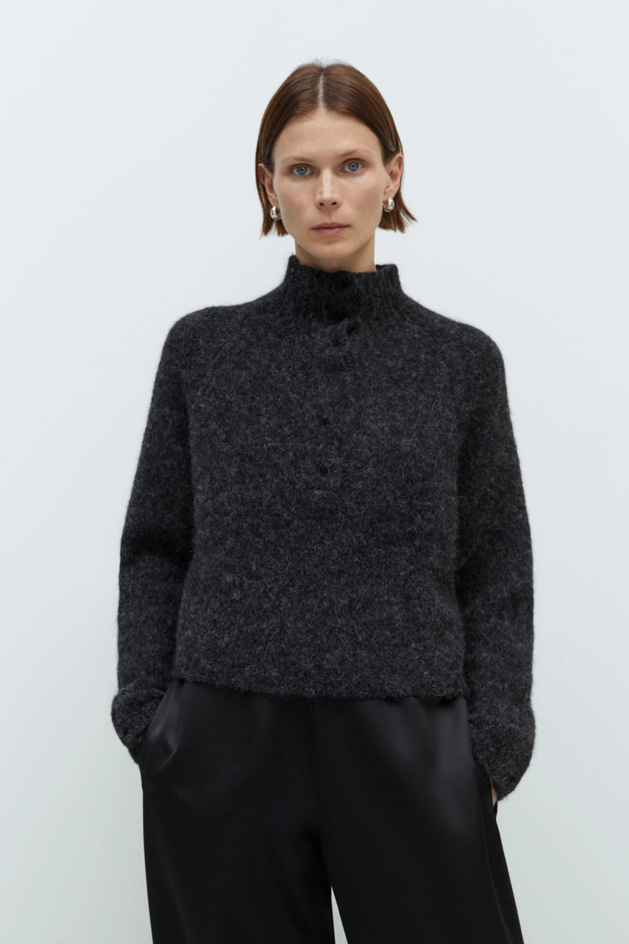 Cordera Baby Alpaca Polo Sweater / Anthracite
