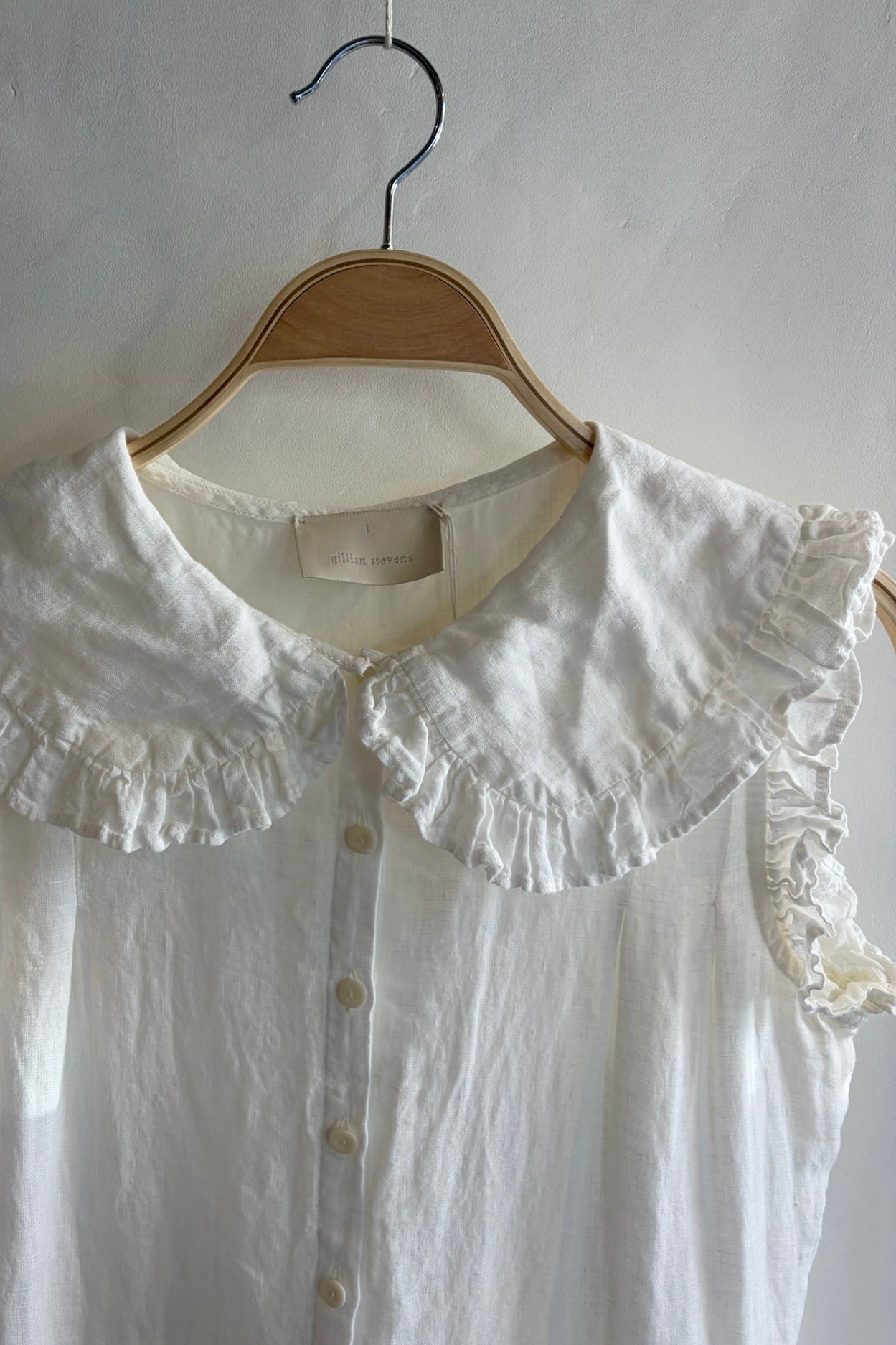 Pre-Loved / Gillian Stevens Peter Pan Collar Ruffle Dress / White / Size 1