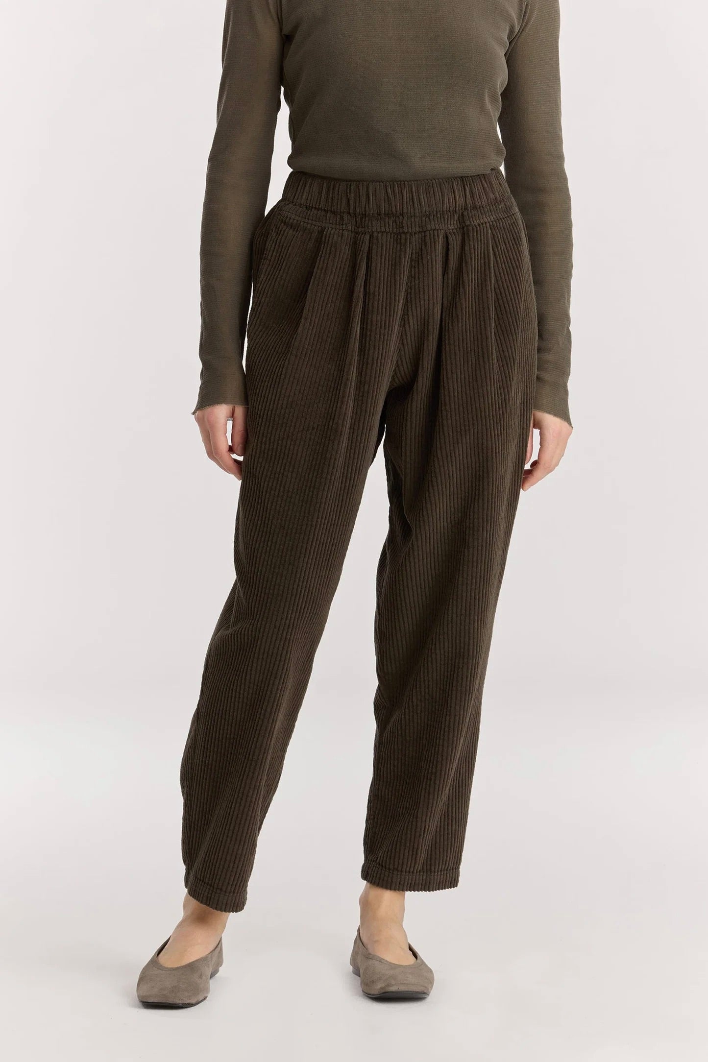 Black Crane Carpenter Pants / Dark Forest Corduroy