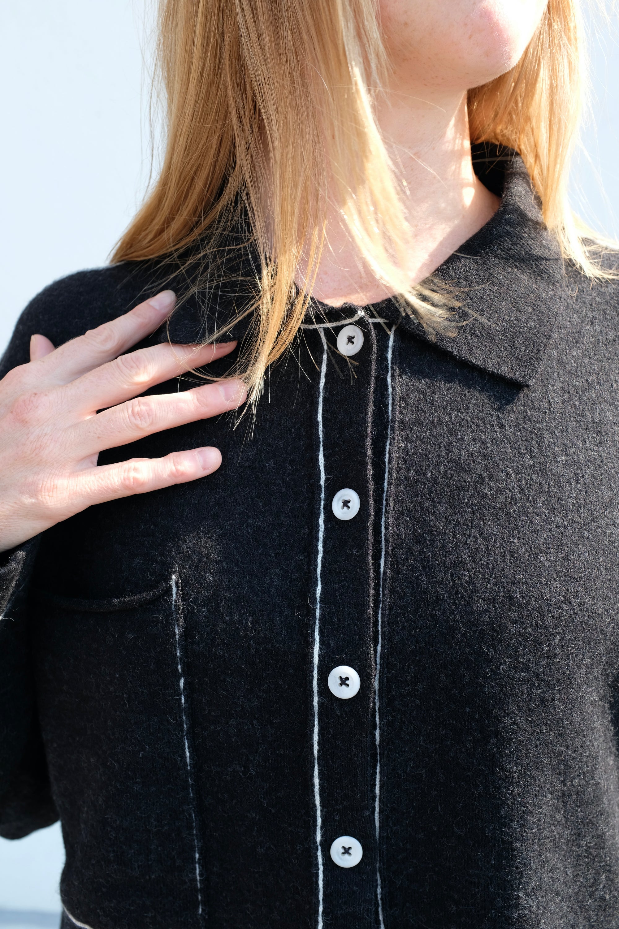 Lauren Manoogian Stitch Big Shirt / Black Melange