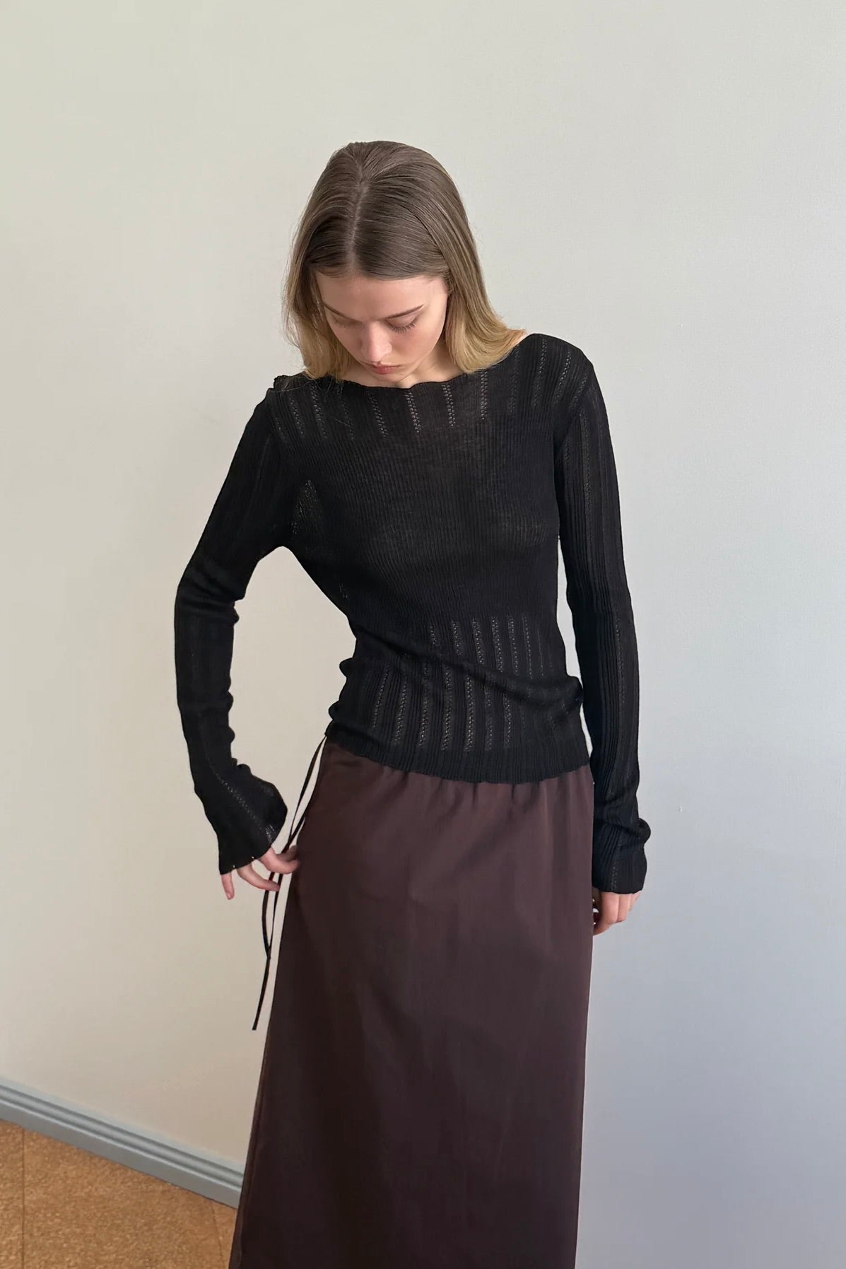 Deiji Open Work Longsleeve / Black