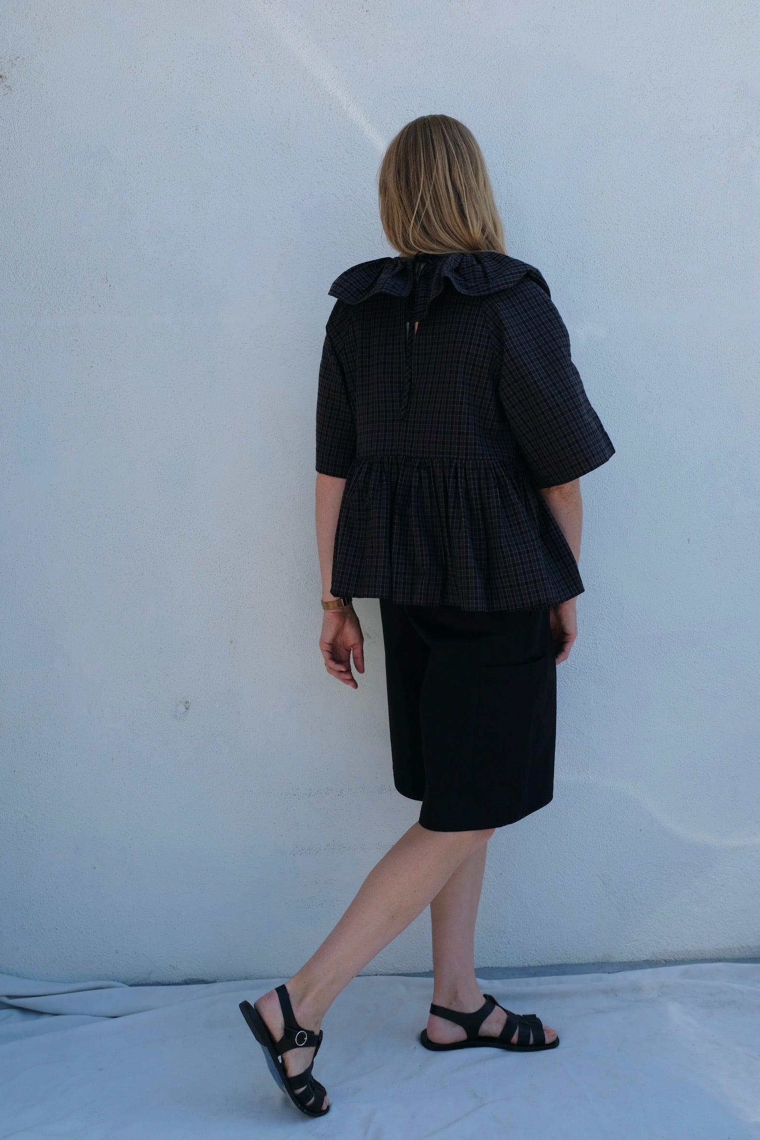 Cawley Japanese Cotton Delilah Frill Top / Smoke Check
