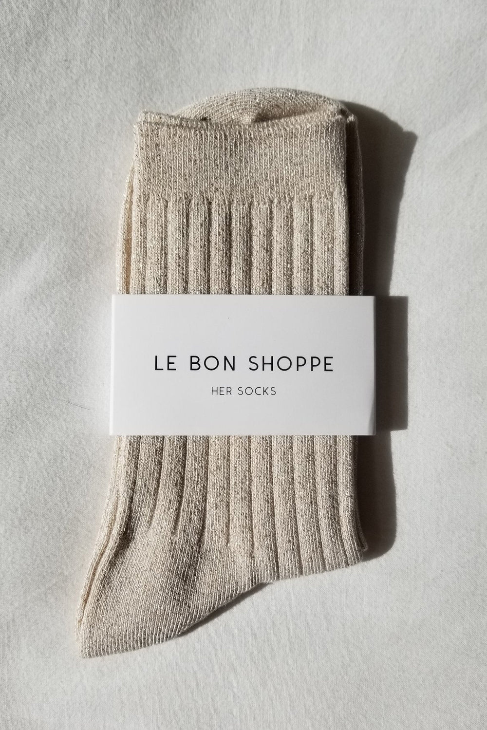 Le Bon Shoppe HER Socks / Ivory Gold Lurex