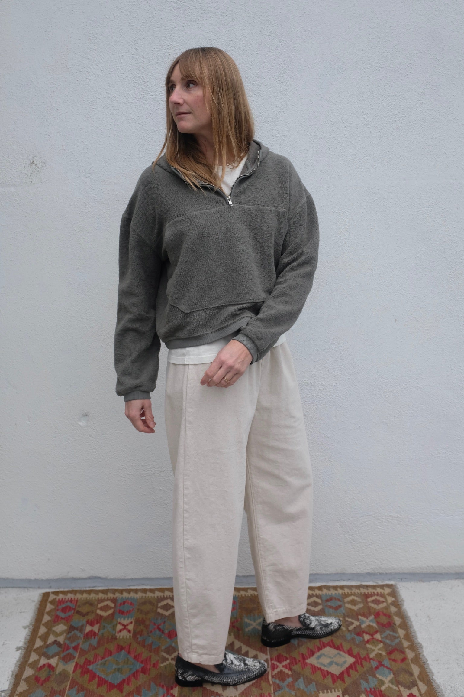 Jungmaven Heathered Osprey Cropped Sweatshirt / Olive