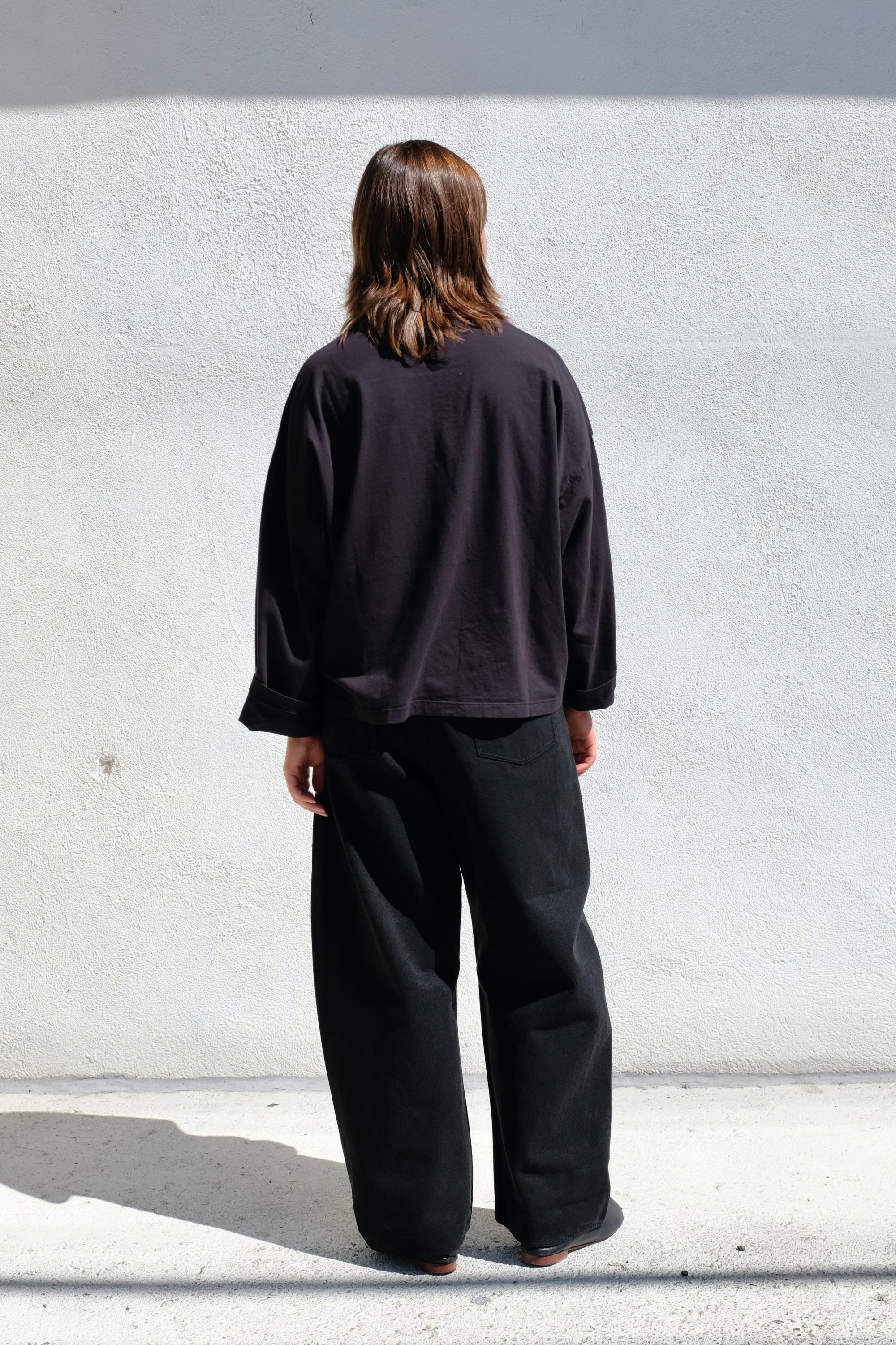 Black Crane Wide Long Sleeve Tee / Black