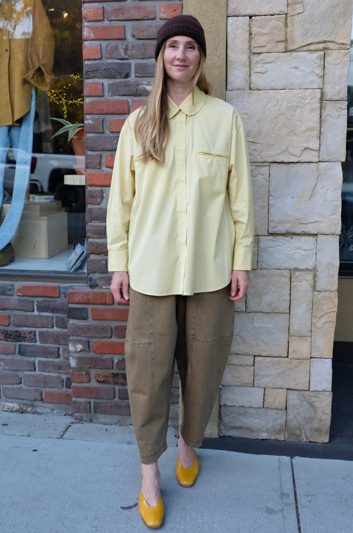 Cawley Japanese Striped Cotton Phoebe Shirt / Butter Stripe