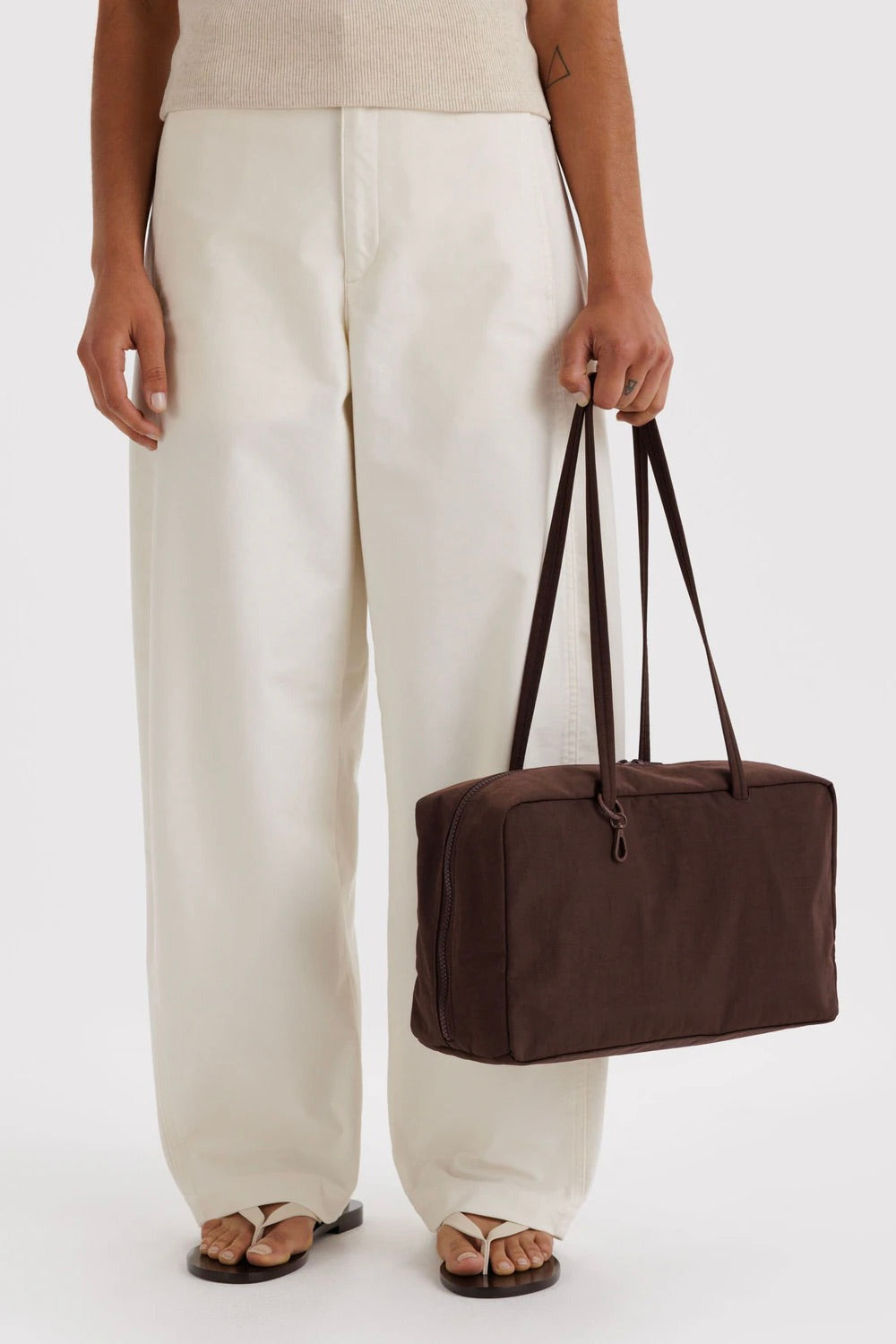 Baggu Medium Nylon Bowler Bag / Coffee