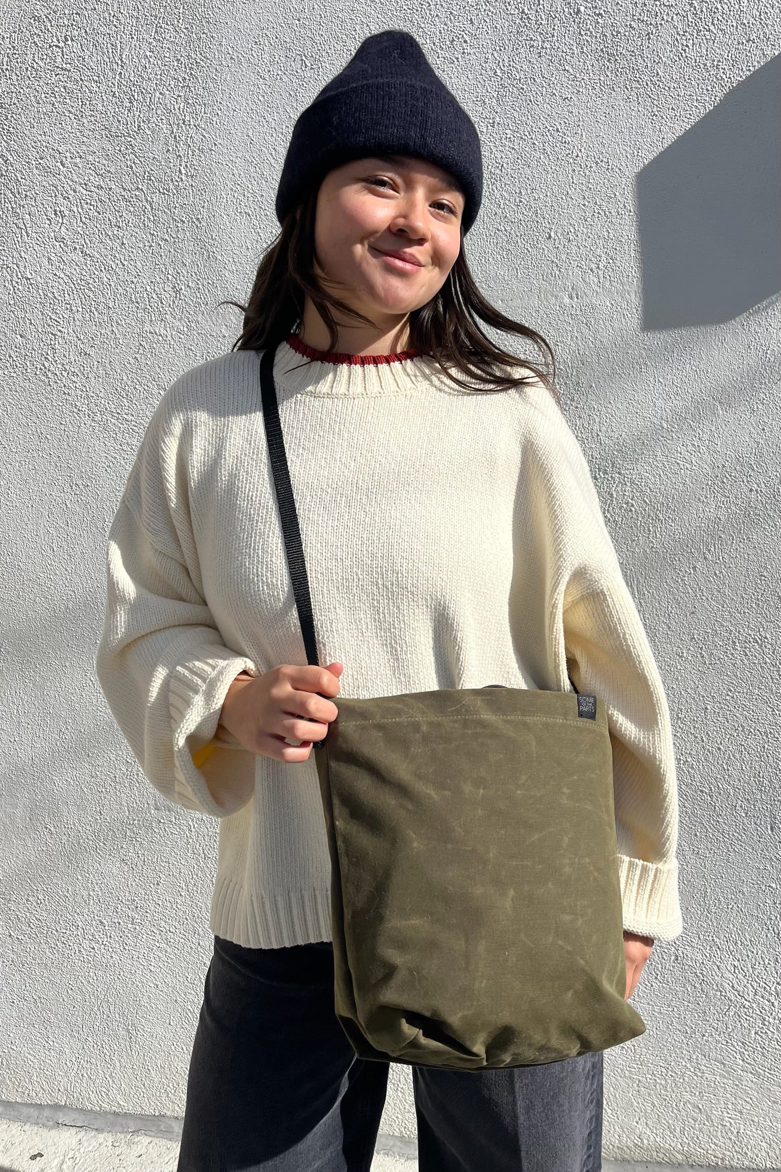 Some of the Parts Fine Ribbon Bucket Bag / Olive + Black