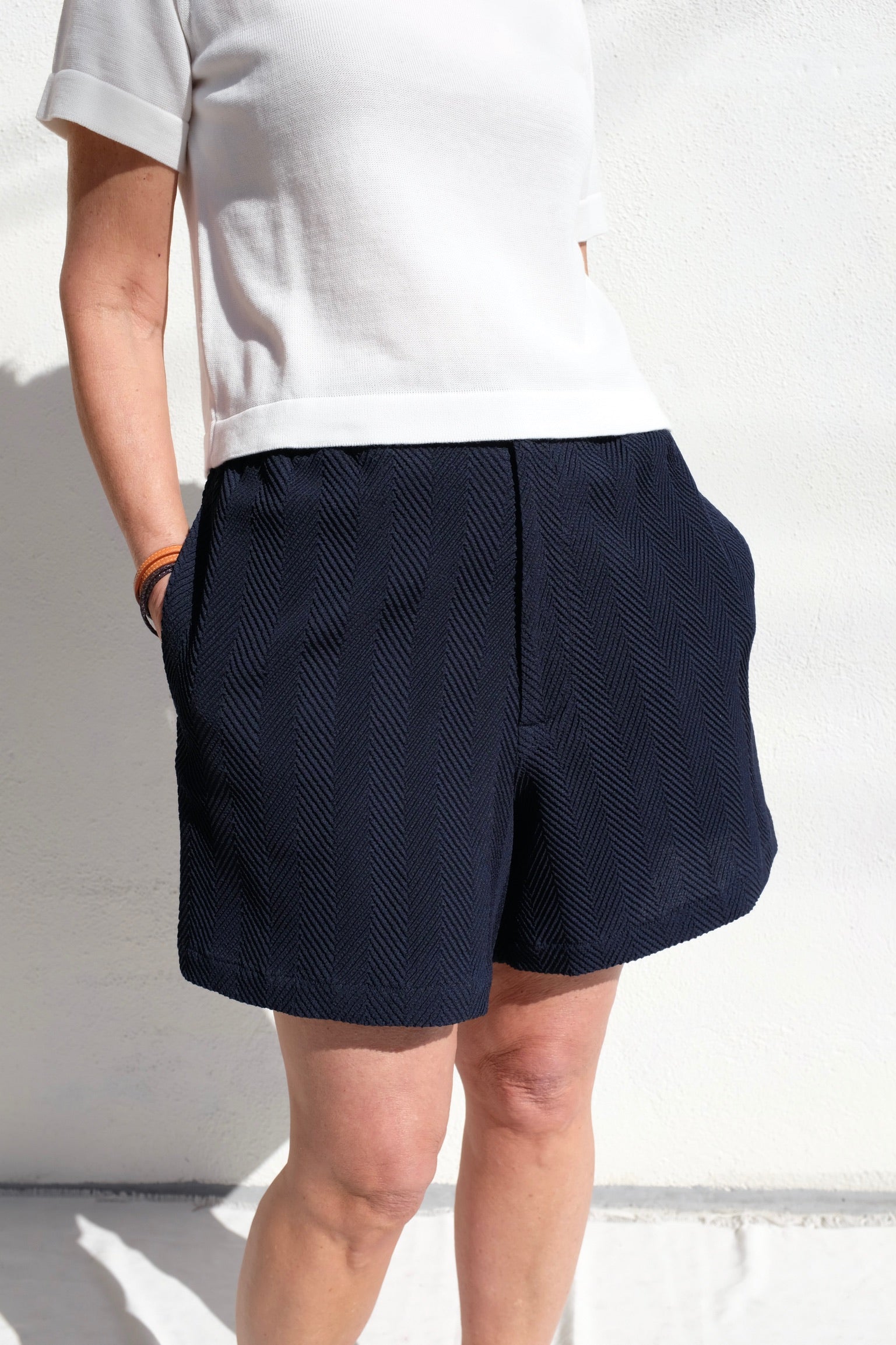 Cordera Herringbone Shorts / Navy