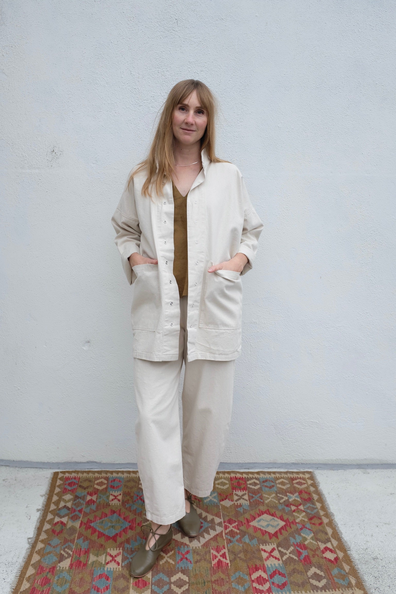 Moss Grey Madrone Chore Coat / Vanilla Bean