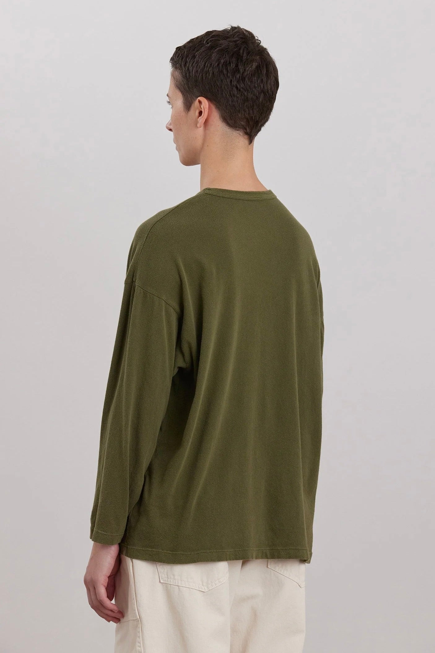 Black Crane Loose Fit Long Sleeve Tee / Army