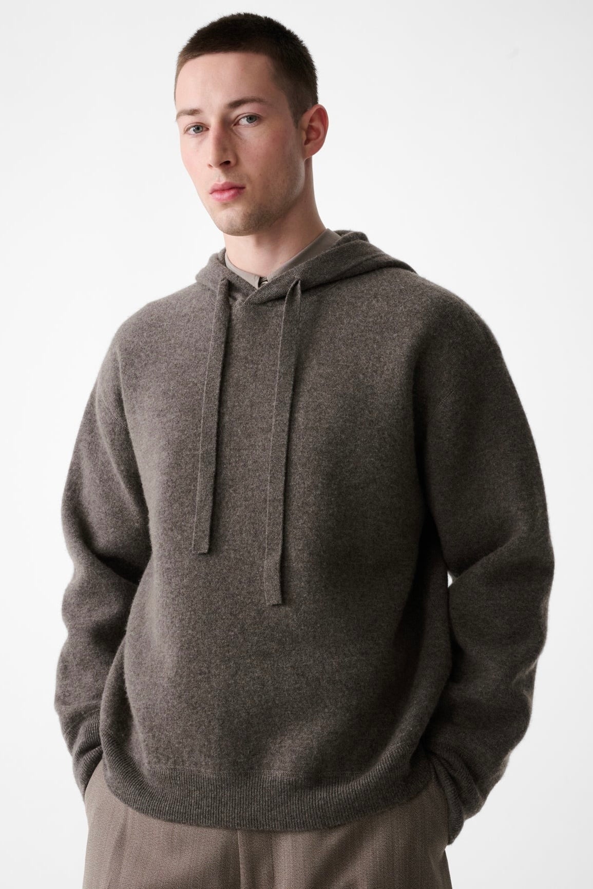 Studio Nicholson Cope Double Knit Cashmere Hoodie / Mouse