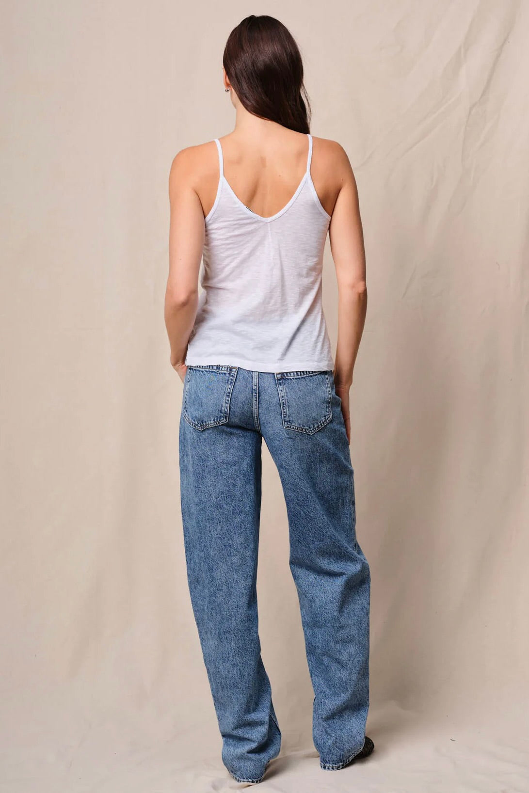 Stateside Supima Slub V Neck Cami / White