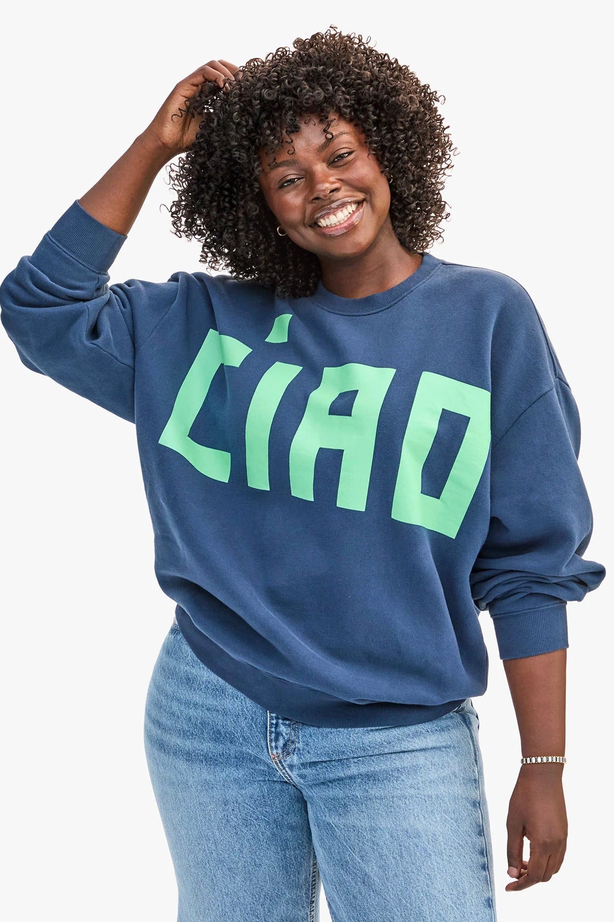 Oversized Sweatshirt / Navy + Mint CIAO