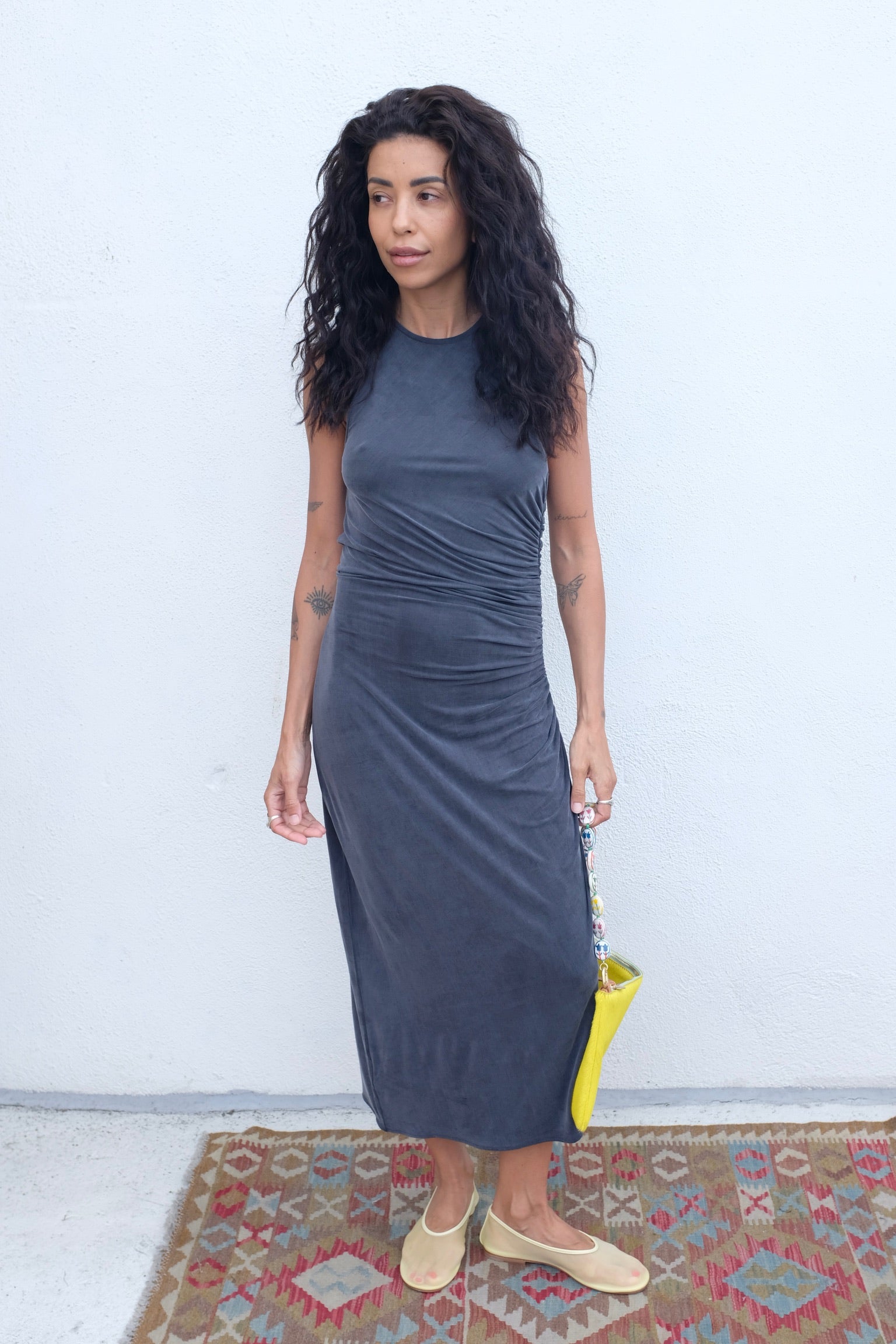 Agolde Anya Ruched Dress / Grey