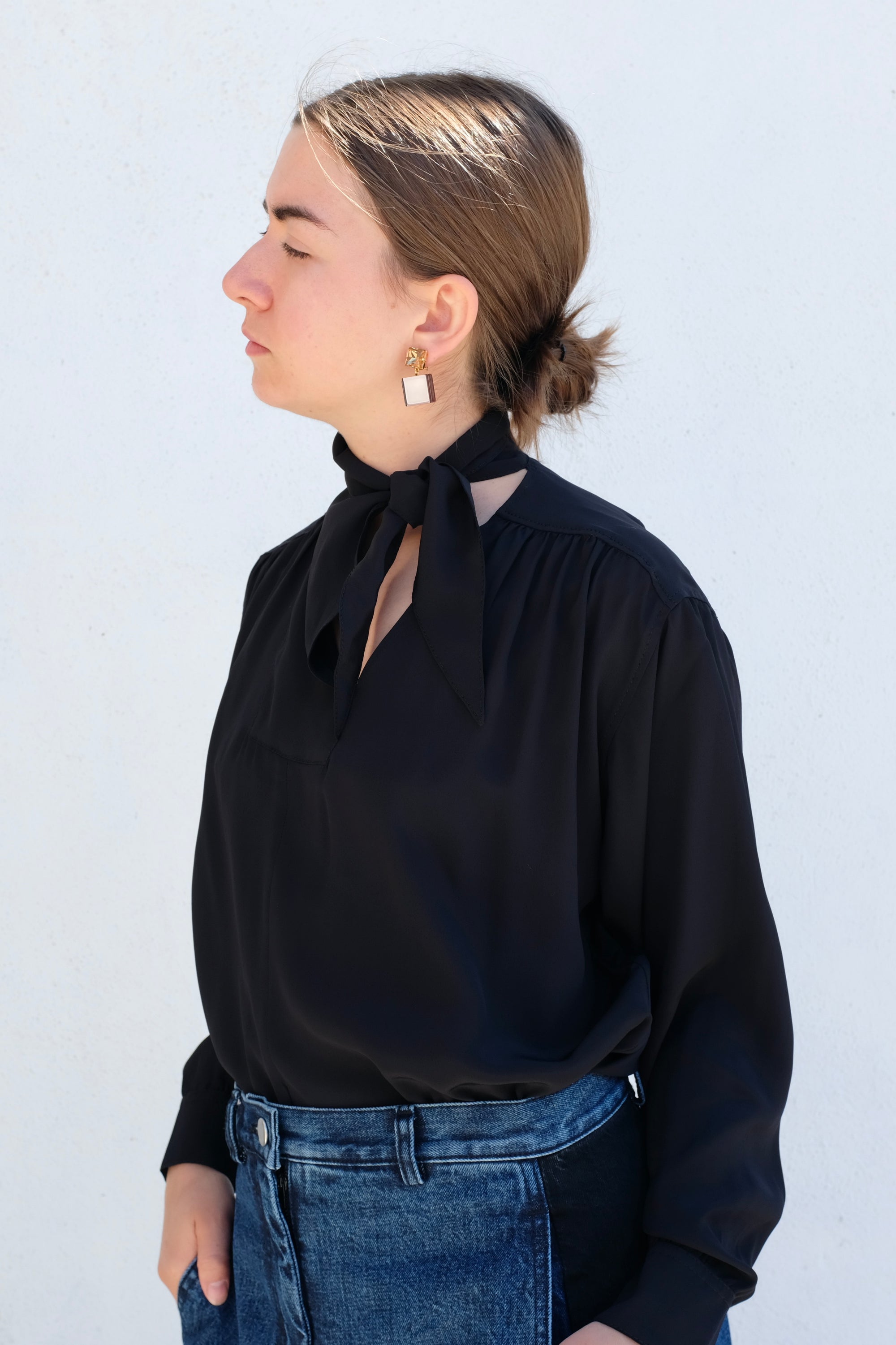 La Fetiche Nusch Tie Neck Blouse / Black
