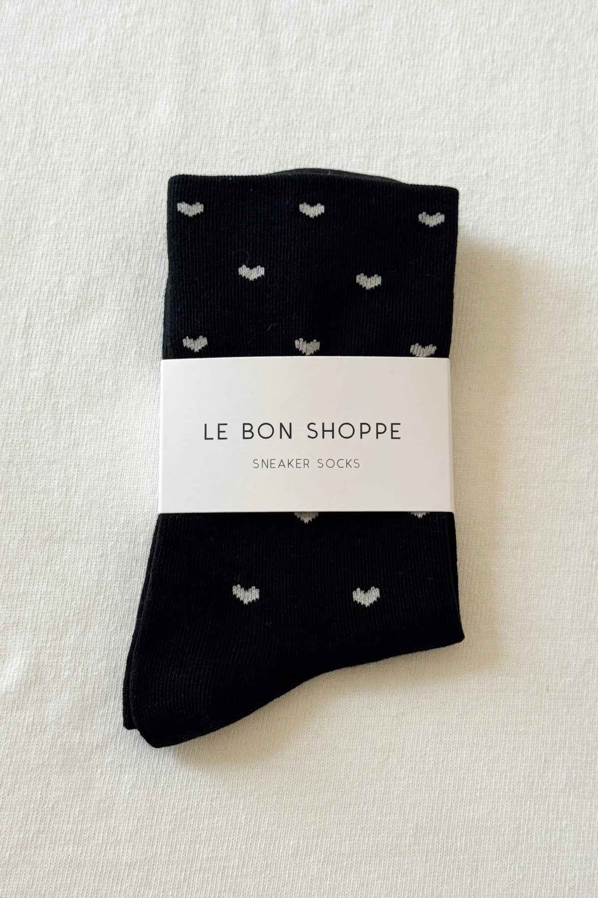 Le Bon Shoppe Sneaker Socks / Black + Cream Hearts