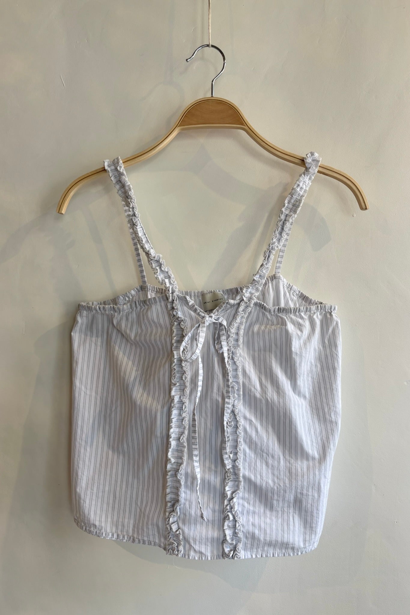 Pre-Loved / Deiji Ruffle Tank With Stripes / White &amp; Blue / Size S