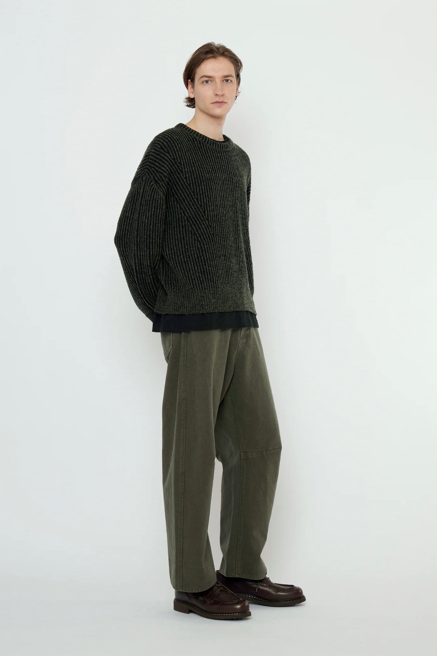 7115 by Szeki Striped Poet Sweater / Grey Black