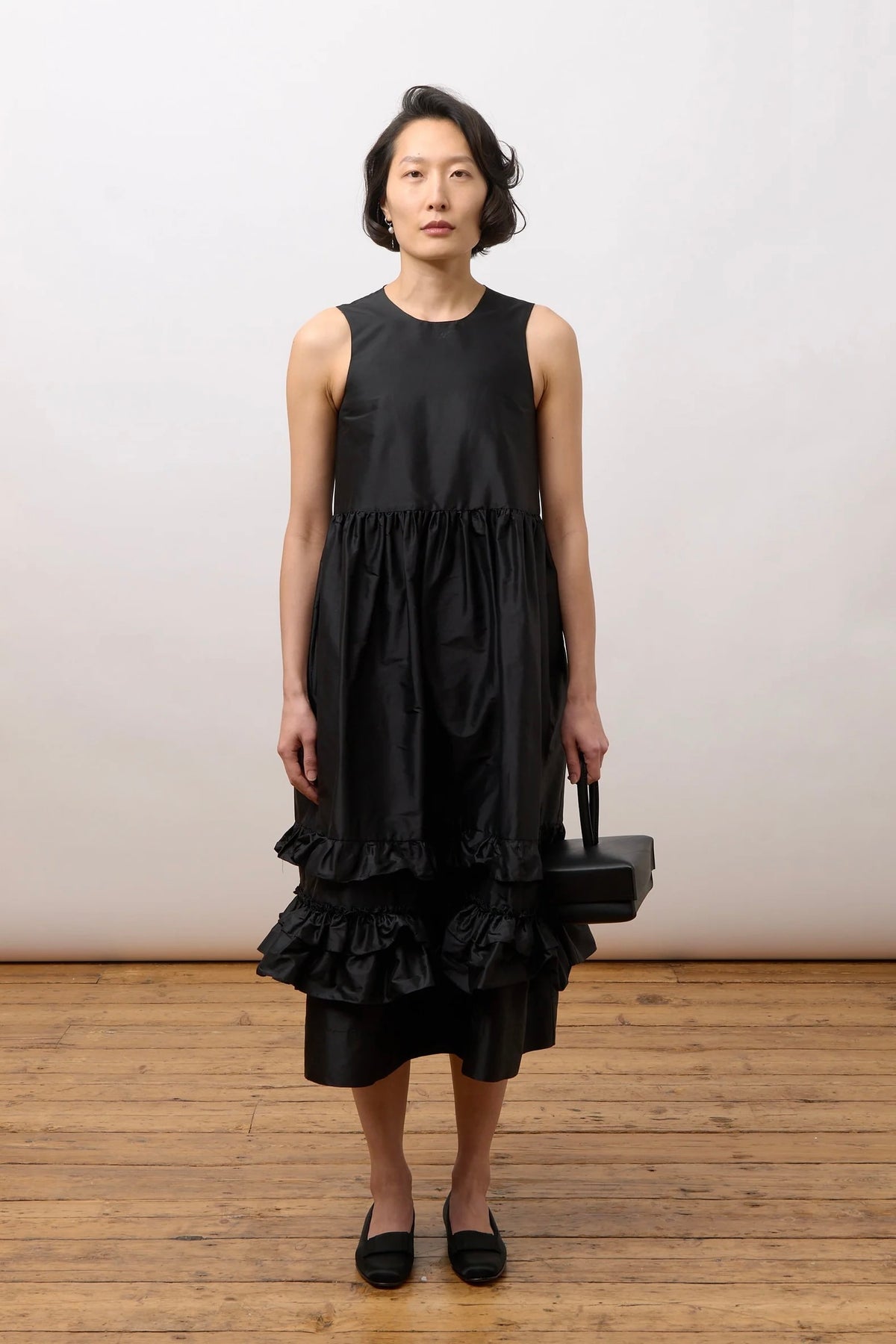 Silk Dupion Genevieve Dress / Black