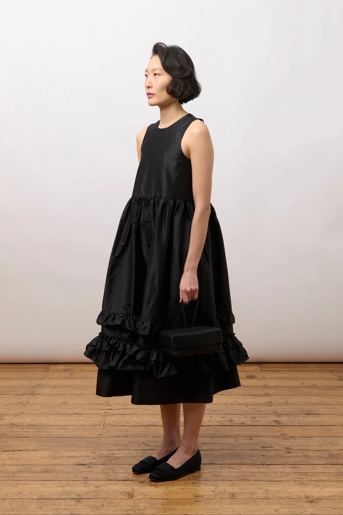 Silk Dupion Genevieve Dress / Black