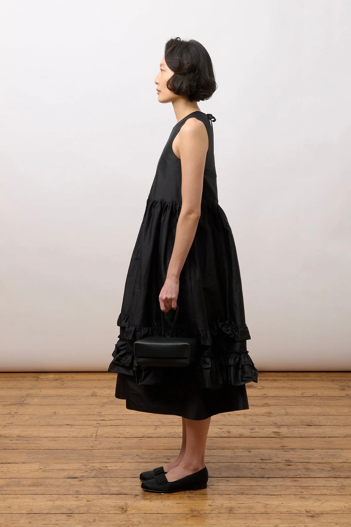 Silk Dupion Genevieve Dress / Black