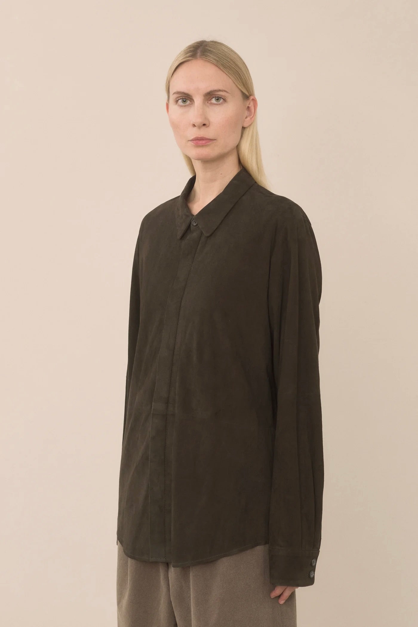 Lauren Manoogian suede shirt charcoal
