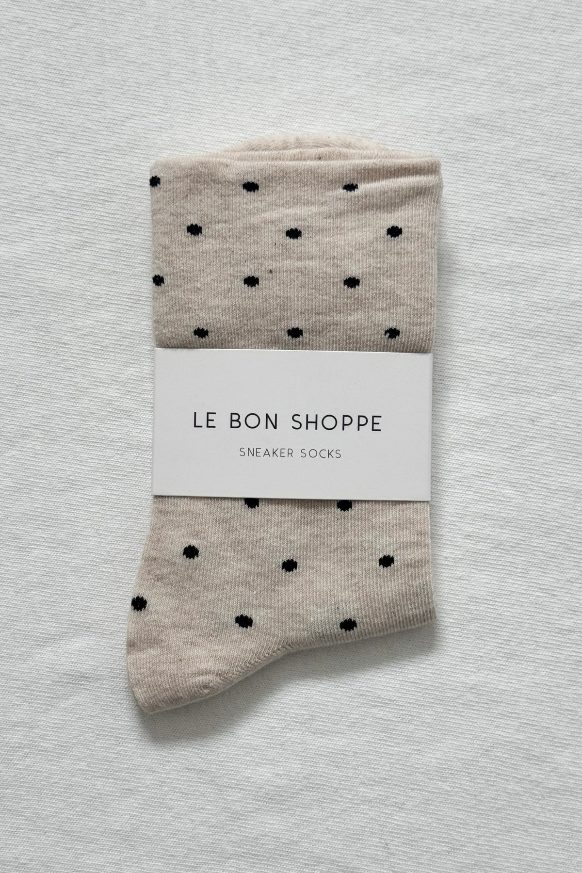 Polka Dot Sneaker Socks / Oatmeal + Black