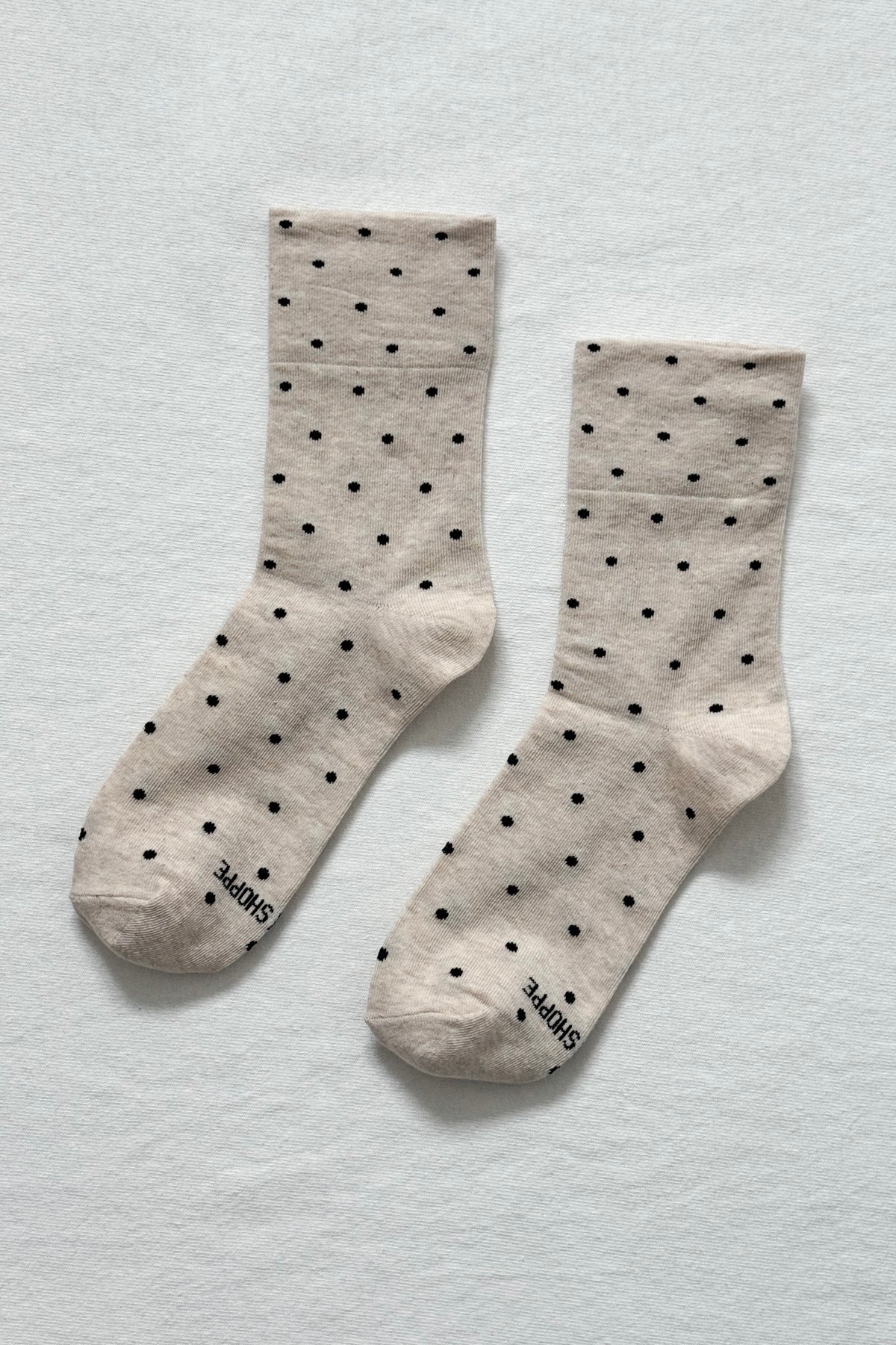Polka Dot Sneaker Socks / Oatmeal + Black