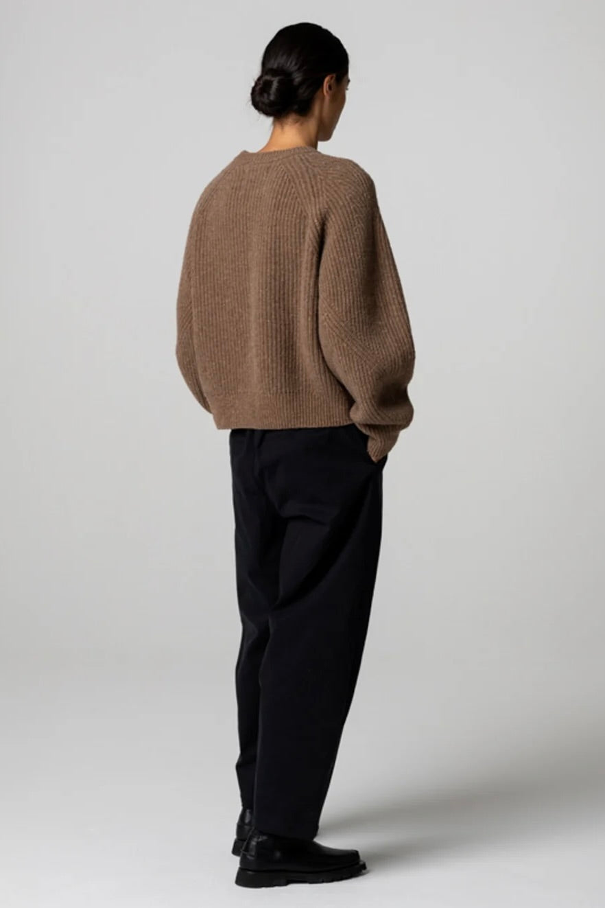 Amy Powney x Finisterre Fisherman Rib Crewneck Sweater / Earth