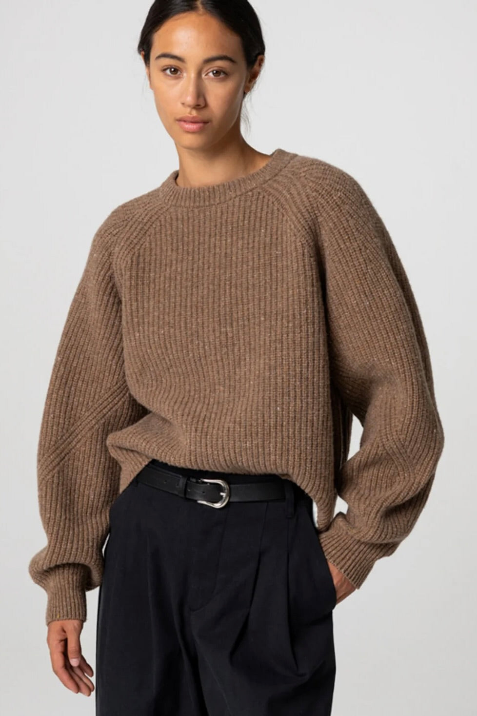 Amy Powney x Finisterre Fisherman Rib Crewneck Sweater / Earth